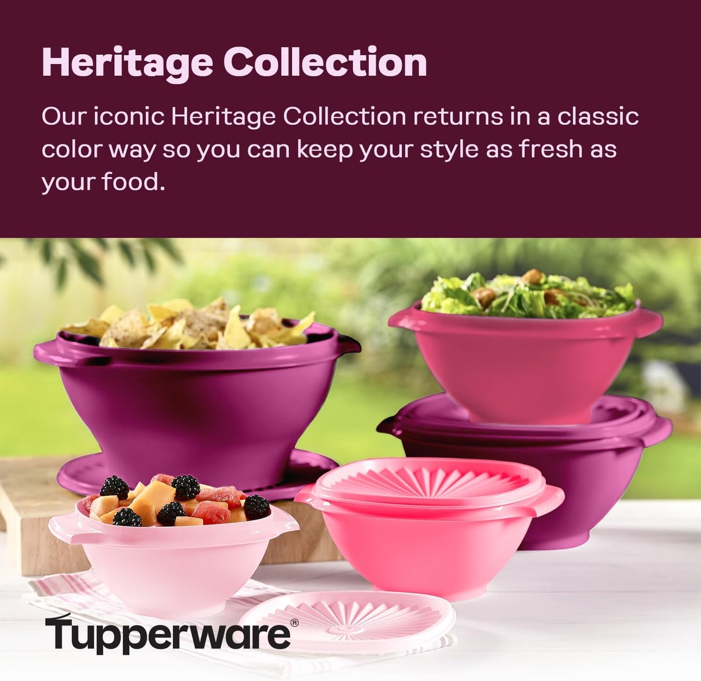 Tupperware Heritage Collection, New 10 Piece Food Storage Container Set in Vintage Pink, Dishwasher