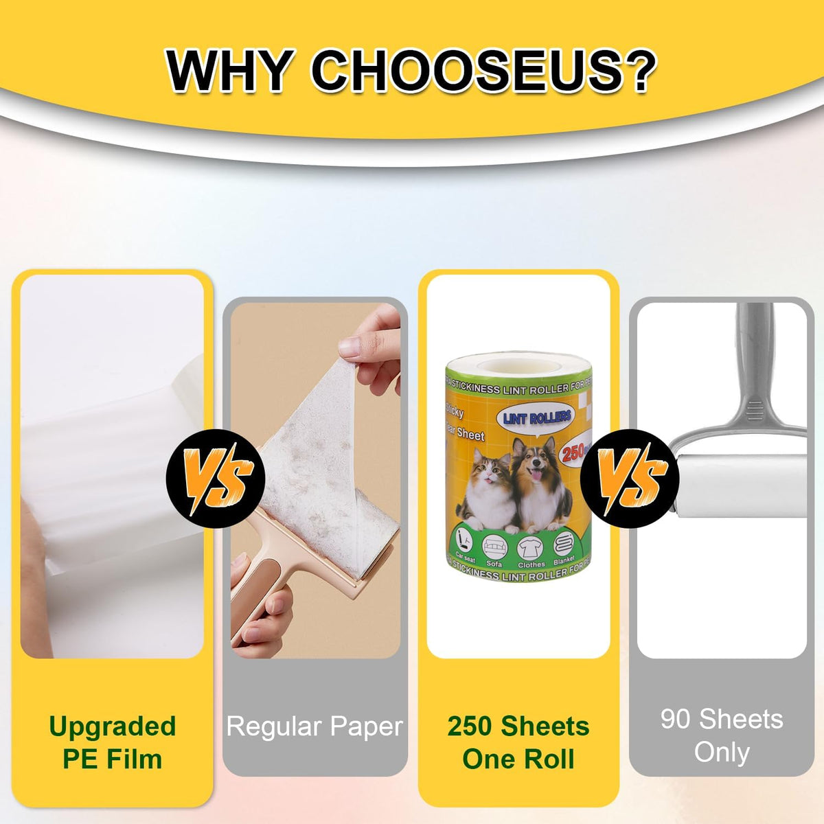 Lint Rollers 2 Pack for Pet Hair 500 Sheets Extra Sticky Pet Hair Remover for Clothes Furniture