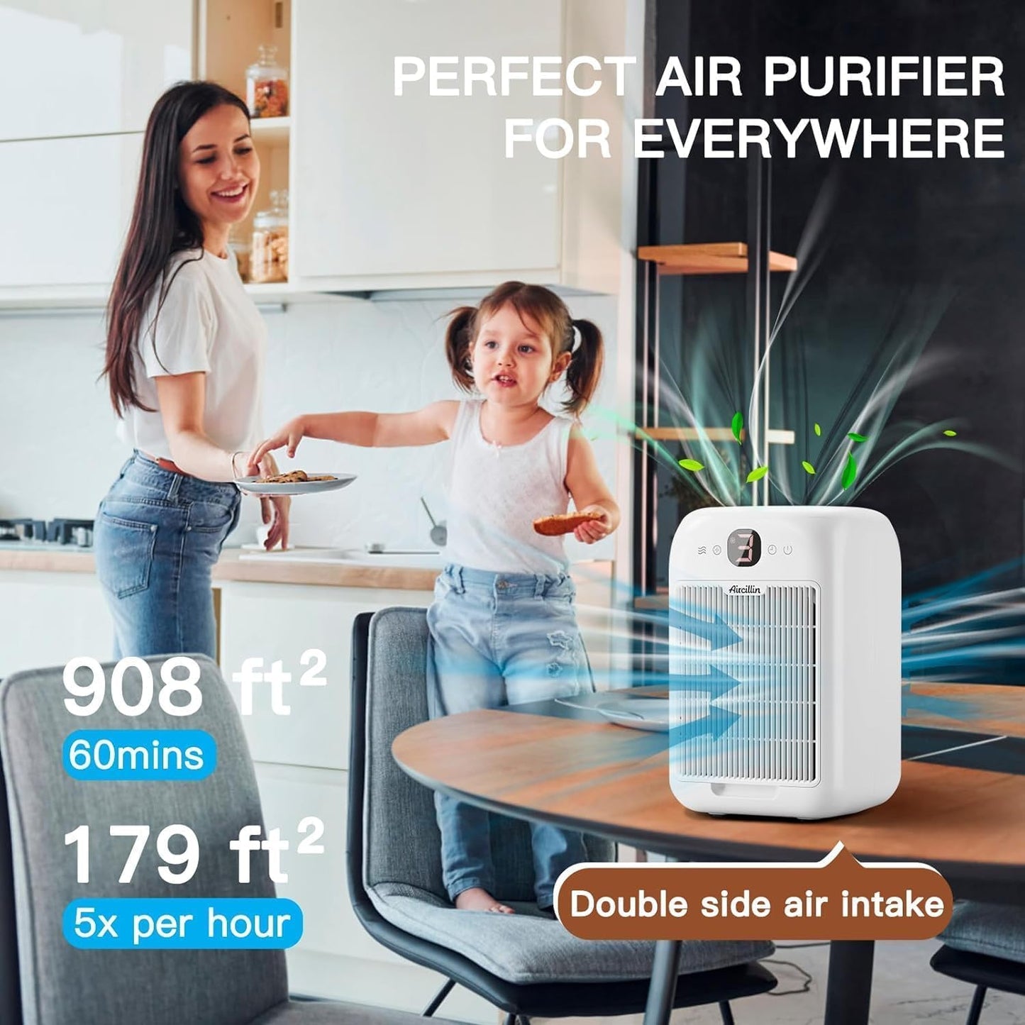 Air Purifiers for Home Bedroom Up to 908 Sq Ft, Air Purifiers with HEPA Filter Aromatherapy,Turbo