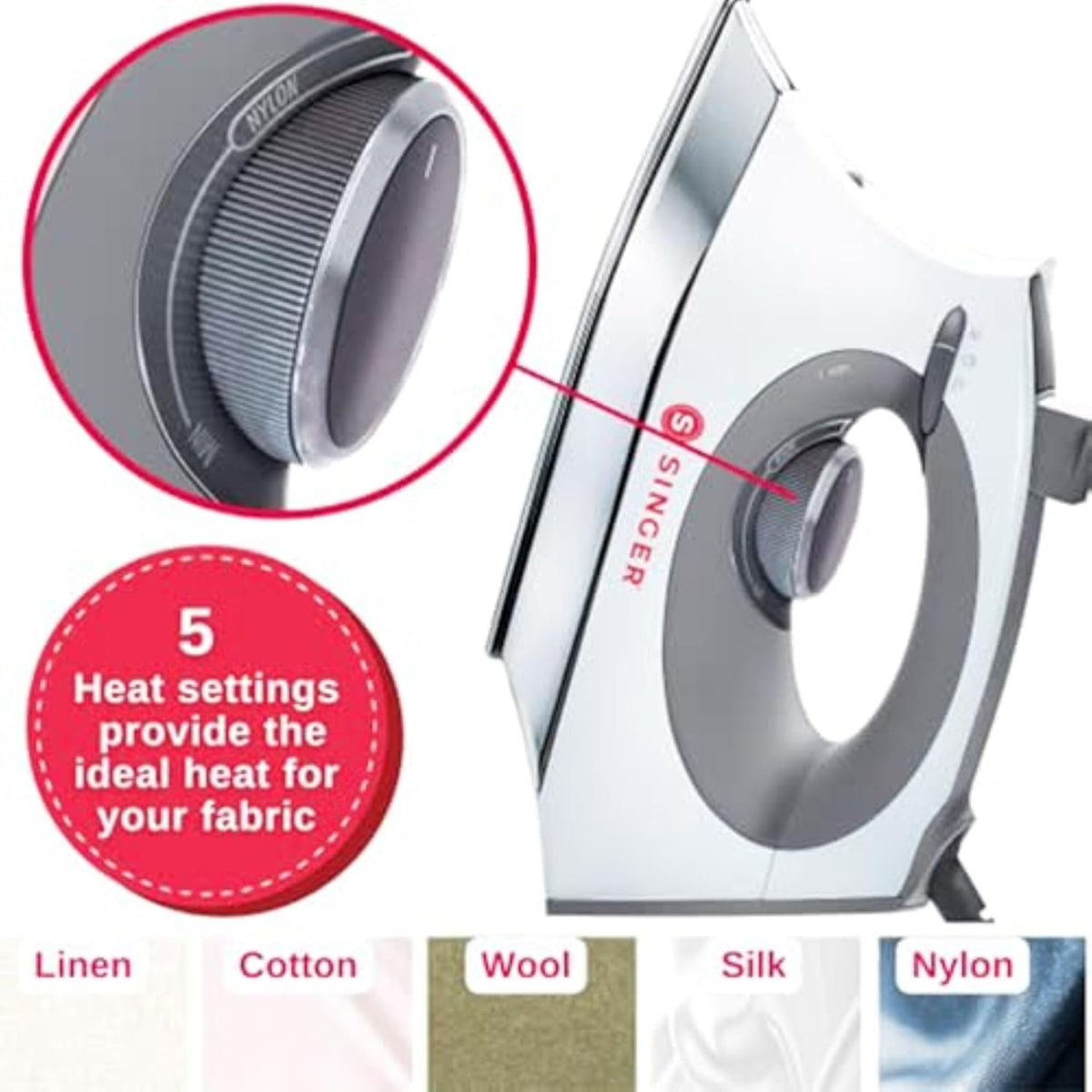 SINGER SteamCraft Steam Iron (1700W) | Steamer with Stainless Steel Plate, OnPoint Precision Tip
