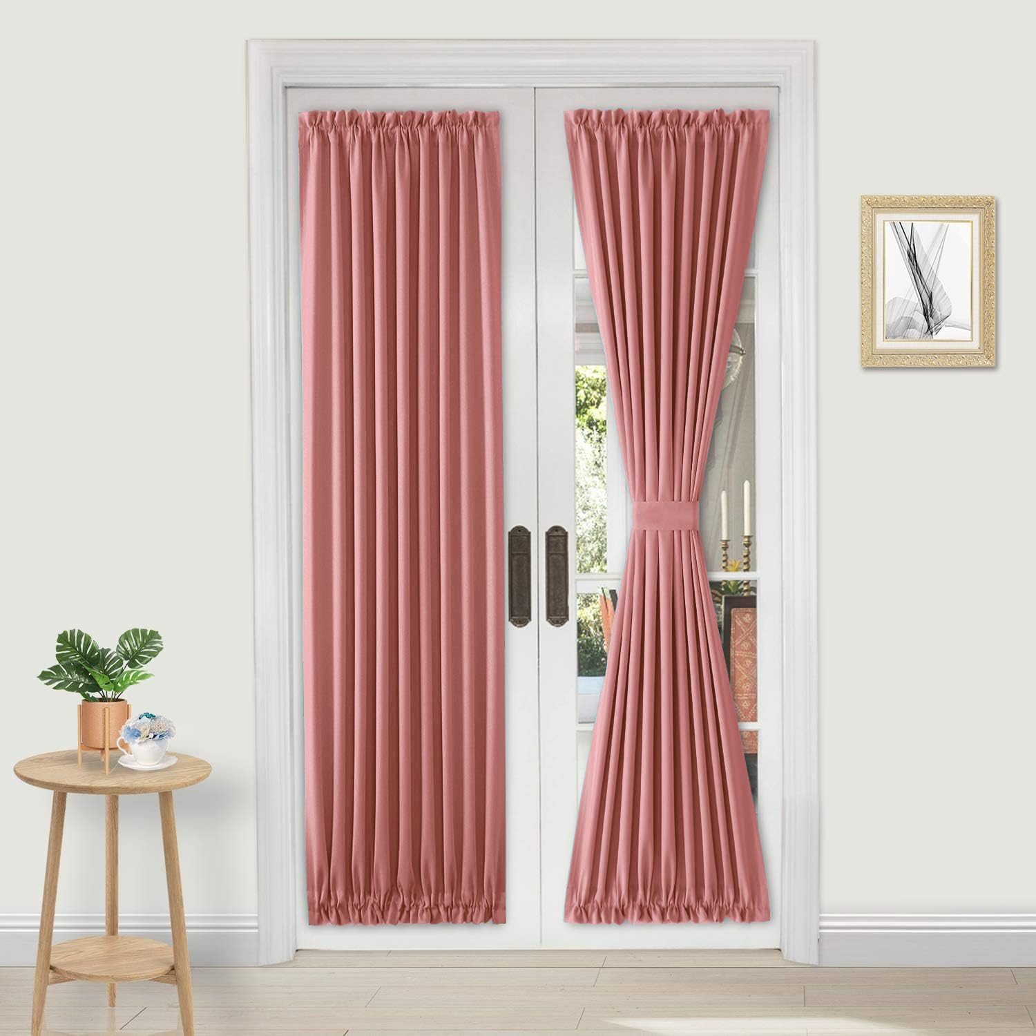 DWCN French Door Curtains – Rod Pocket Thermal Blackout Curtain for Doors with Glass Window