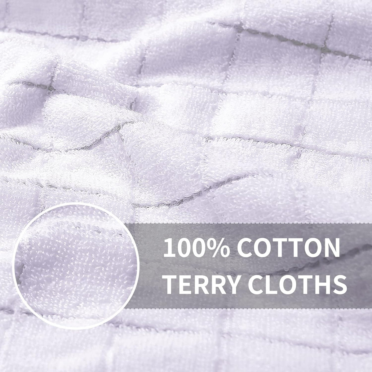 Homaxy 100% Cotton Terry Kitchen Towels(White, 13 x 28 inches), Checkered Designed, Soft and Super