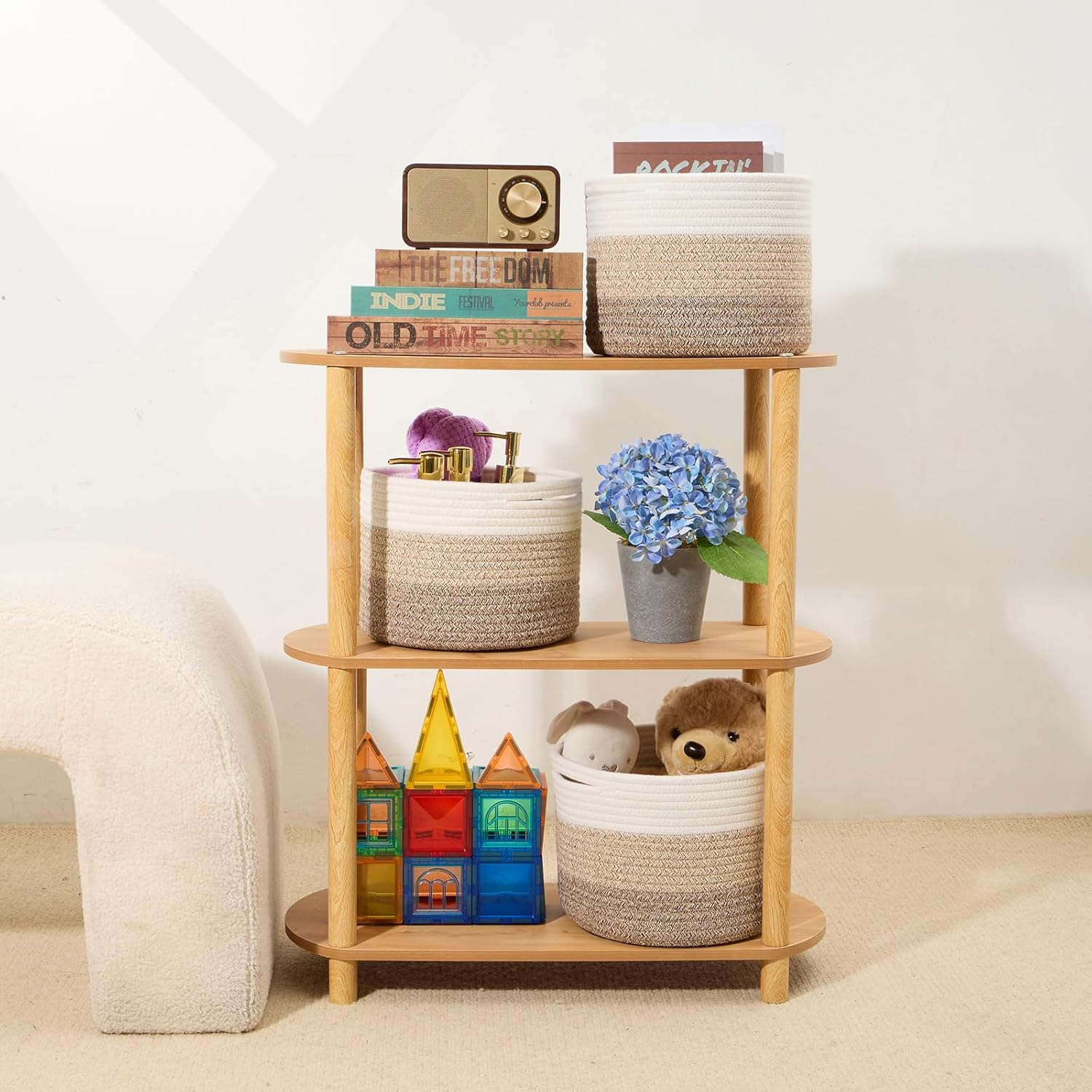 Small Basket for Organizing | Cube Shelf Closet Storage Baskets | 9.7×9.7×7.1” | Woven Rope Gift
