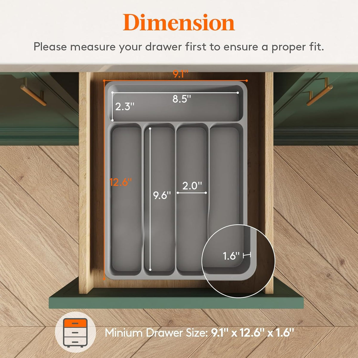 Lifewit Silverware Drawer Organizer Tray, Plastic Cutlery Storage for Kitchen Drawer, Flatware and
