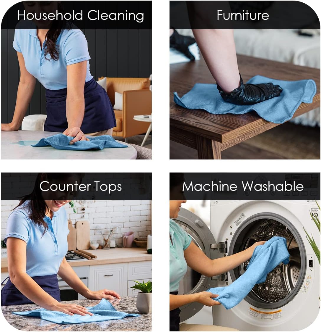 Avalon Towels Microfiber Cleaning Cloths (Value Pack of 36) Size 16" x 16", Highly Absorbent