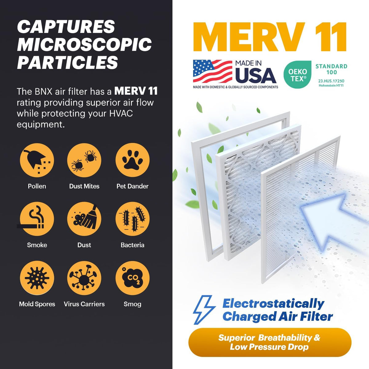 BNX TruFilter 16x25x5 (15.88’’ x 24.75’’ x 4.38‘’ Honeywell Compatible 4”) MERV 11 Air Filter
