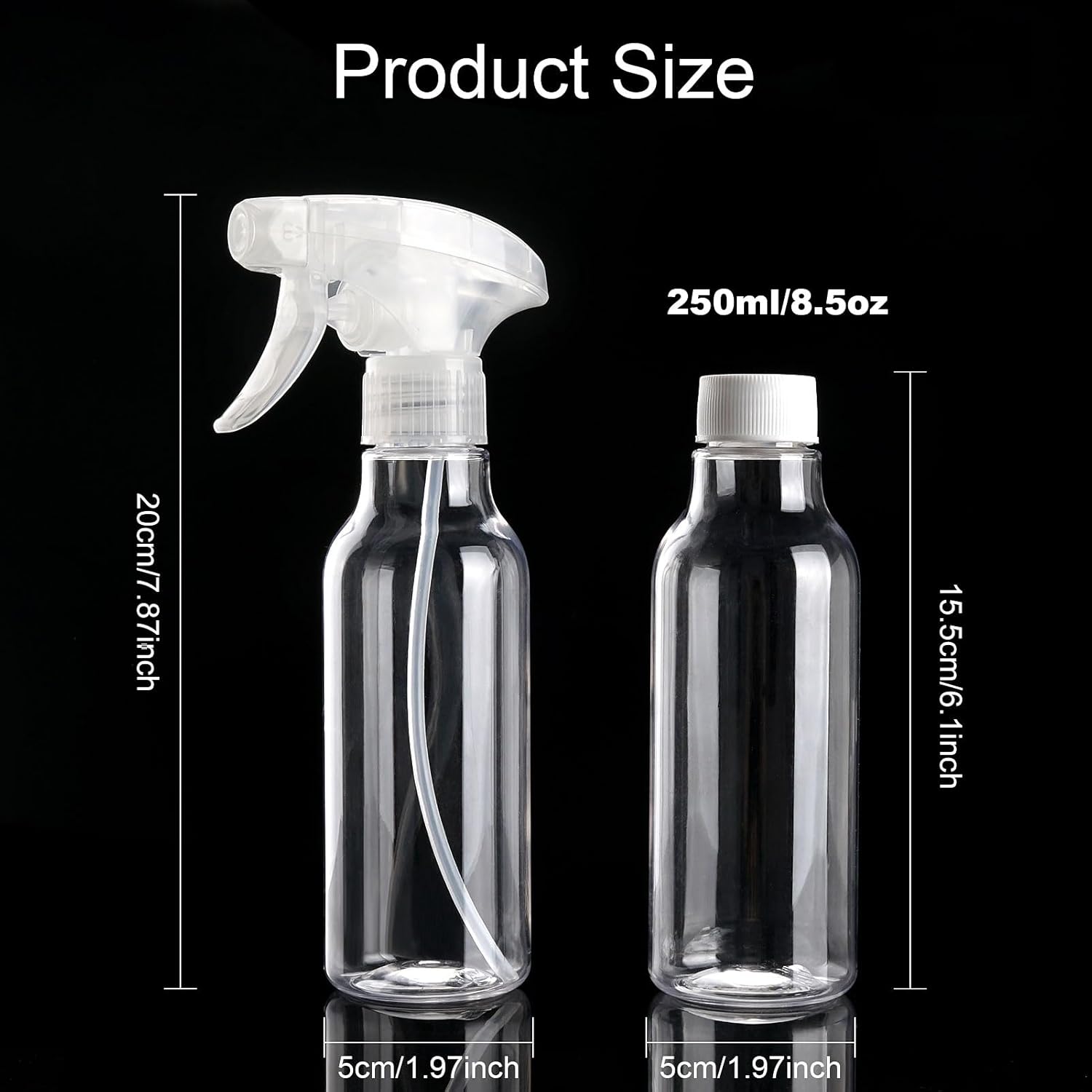 Cosywell Plastic Spray Bottles 8.8oz/260ml 4 Pack Empty Spray Bottle for Cleaning Mist/Stream Heavy