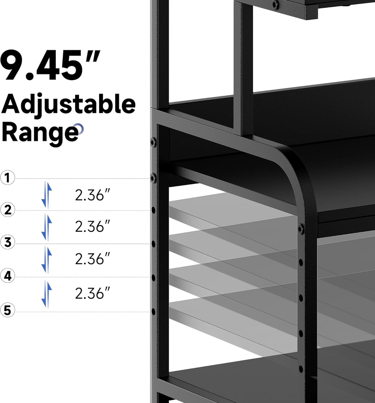 Printer Stand, 20×16×28'' Metal Printer Table with Wheels, 3 Tier Rolling Cart with Adjustable