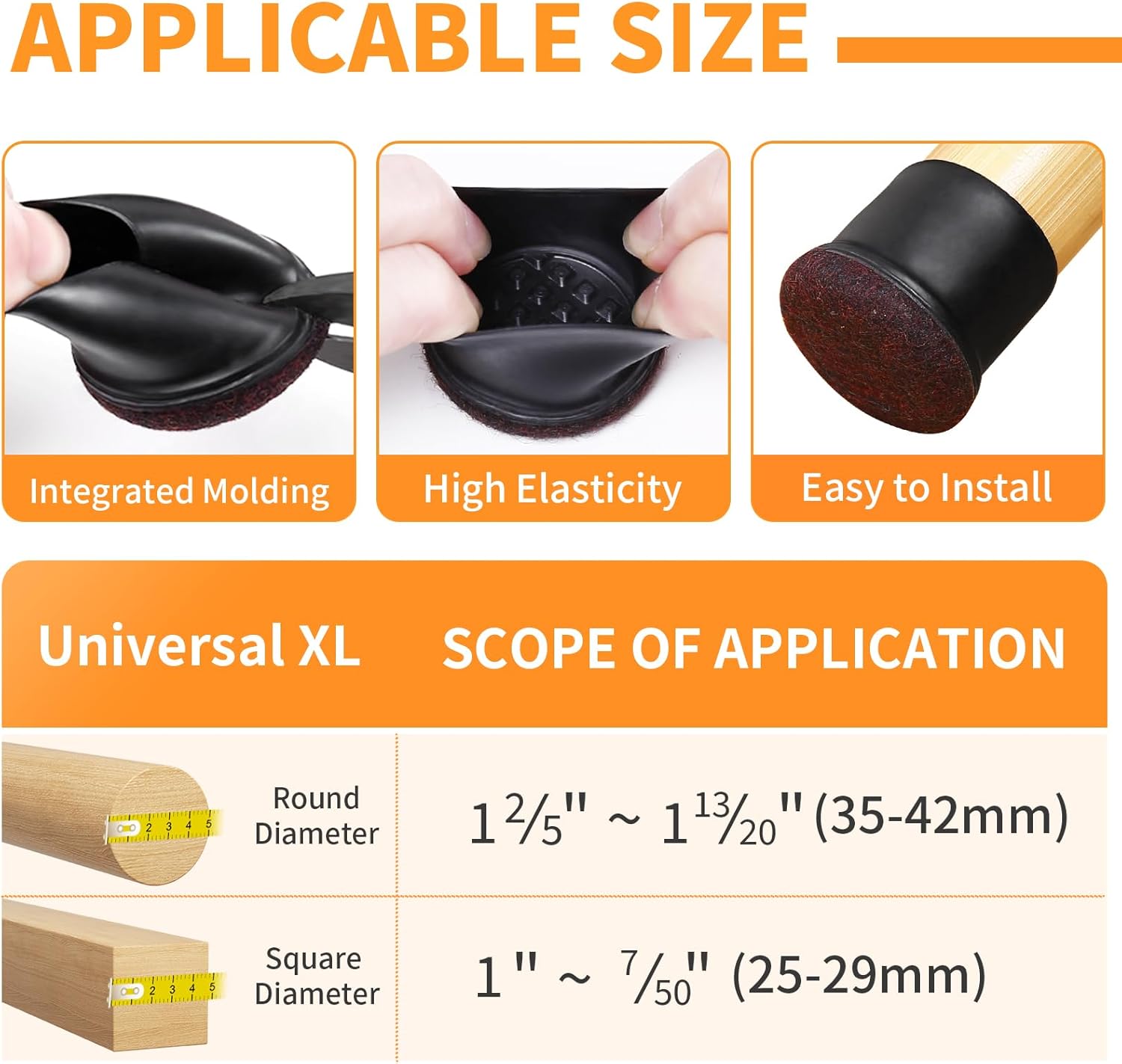 Ezprotekt 24 Pcs Extra Large Chair Leg Floor Protectors for Hardwood Floors, Felt Furniture Pads