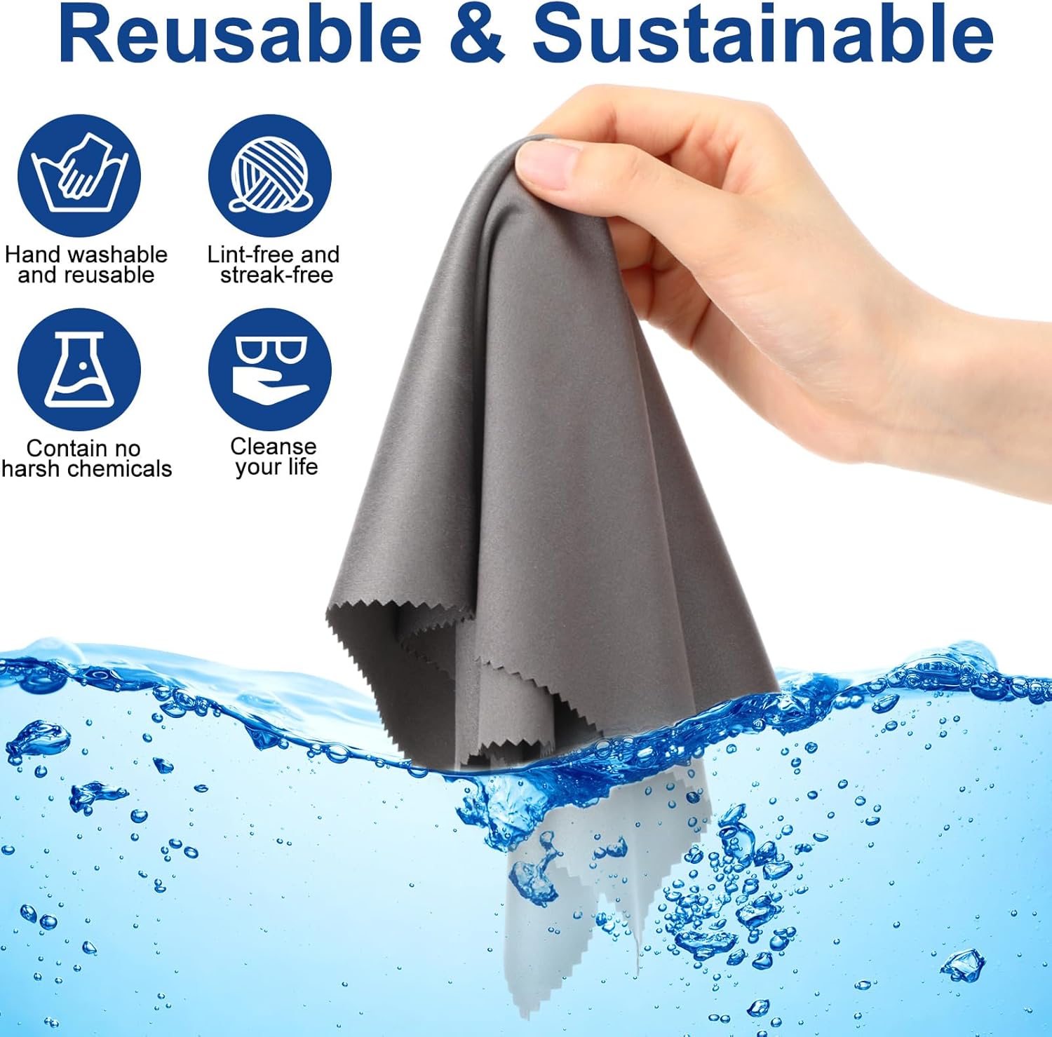 Frienda 12 Pack Large Microfiber Glass Cleaning Cloths 12 x 12 Inch Oversized Eyeglass Sunglasses