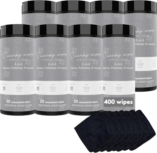 Swanky Stainless Steel Cleaner Wipes - Grime & Grease Remover Kitchen Cleaning Supplies - Clean &