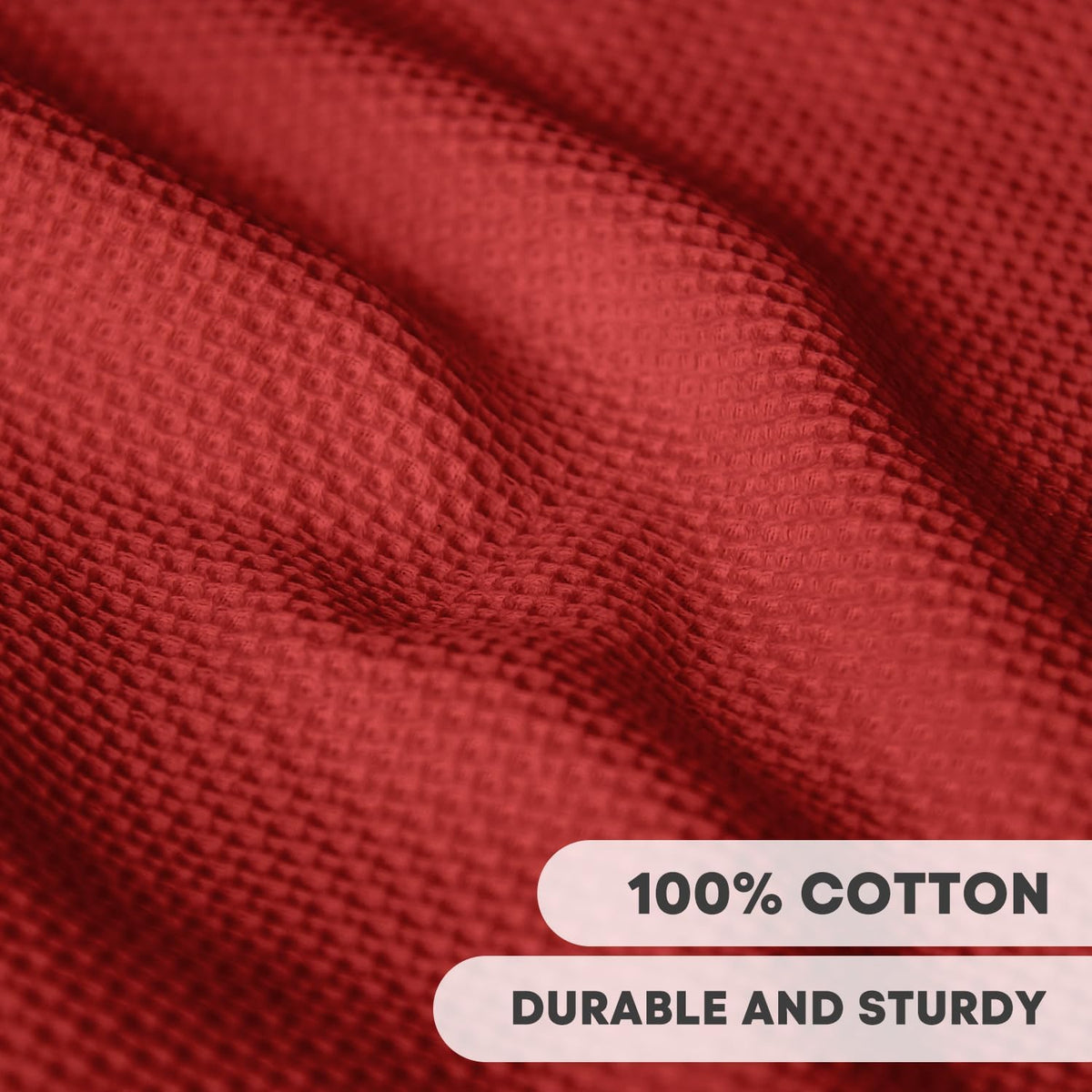 Artoid Mode 100% Cotton Dark Red Waffle Weave Kitchen Dish Cloths, 12x12 Inch Ultra Soft Absorbent