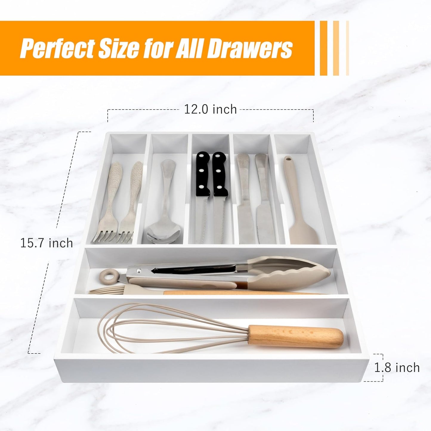 Kitchen Silverware Drawer Organizer and Storage Deep Cookware Utensil Cutlery Rack Office Drawer
