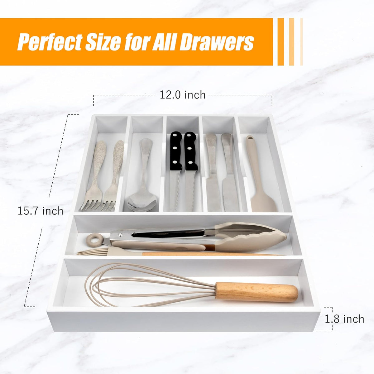 Kitchen Silverware Drawer Organizer and Storage Deep Cookware Utensil Cutlery Rack Office Drawer