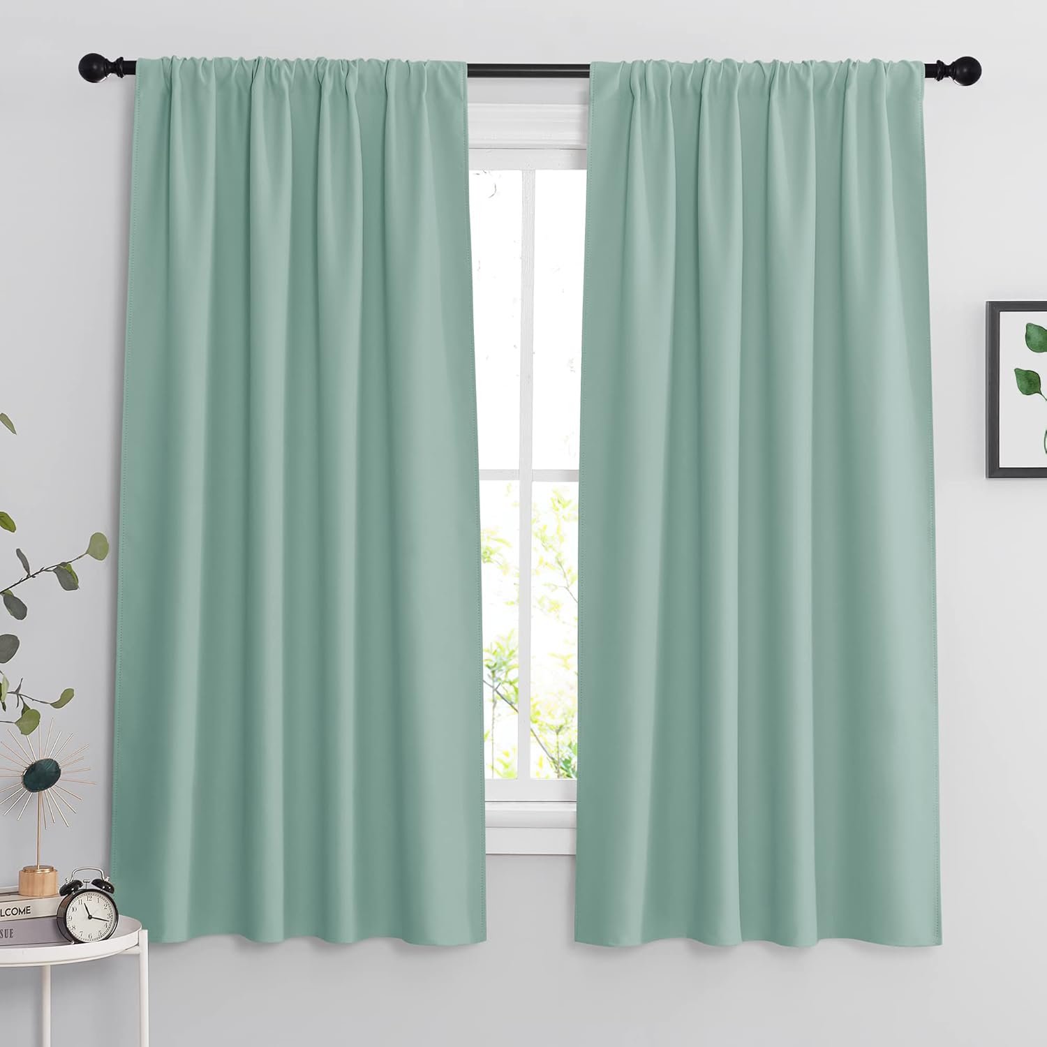 RYB HOME Rod Pocket Blackout Curtains for Living Room, Thermal Insulated Noise Reducing Window