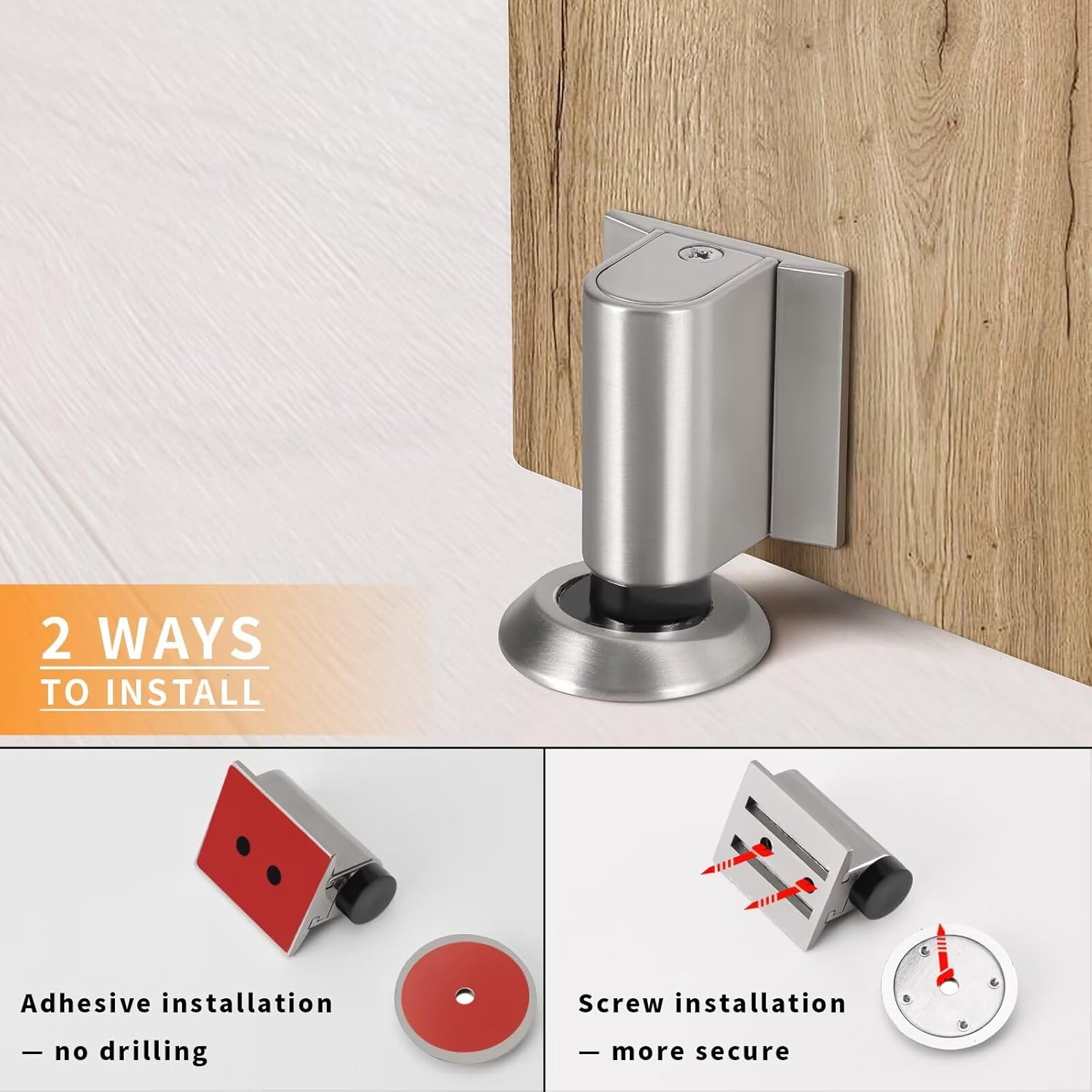 Bak Bo Magnetic Door Stoppers 4 Pack Bottom of Door Holder Keep Door Open No Drilling Magnet Floor