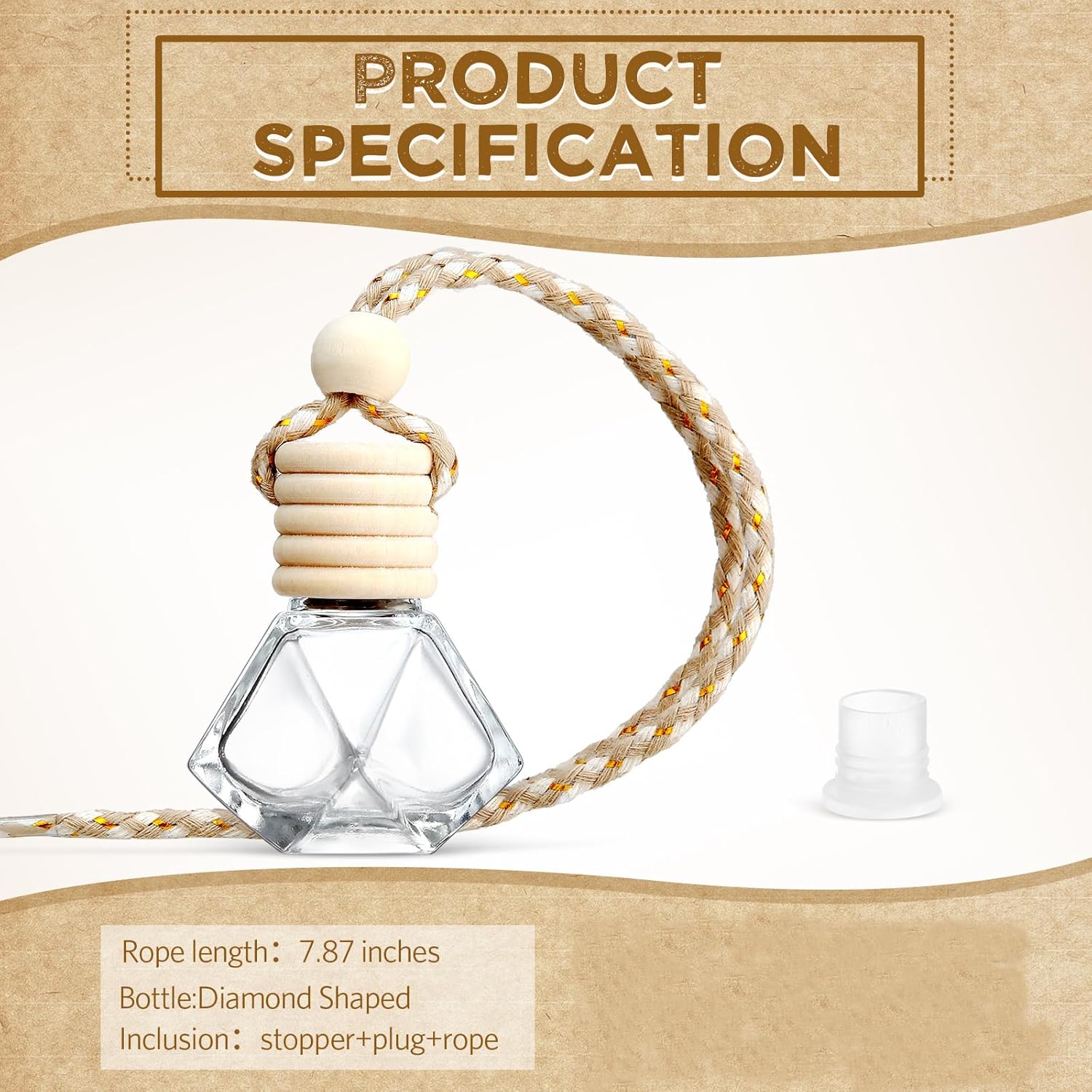 BBTO 50 Pcs Hanging Car Air Freshener Car Diffuser Bottles Empty Glass Perfume Bottle Freshener