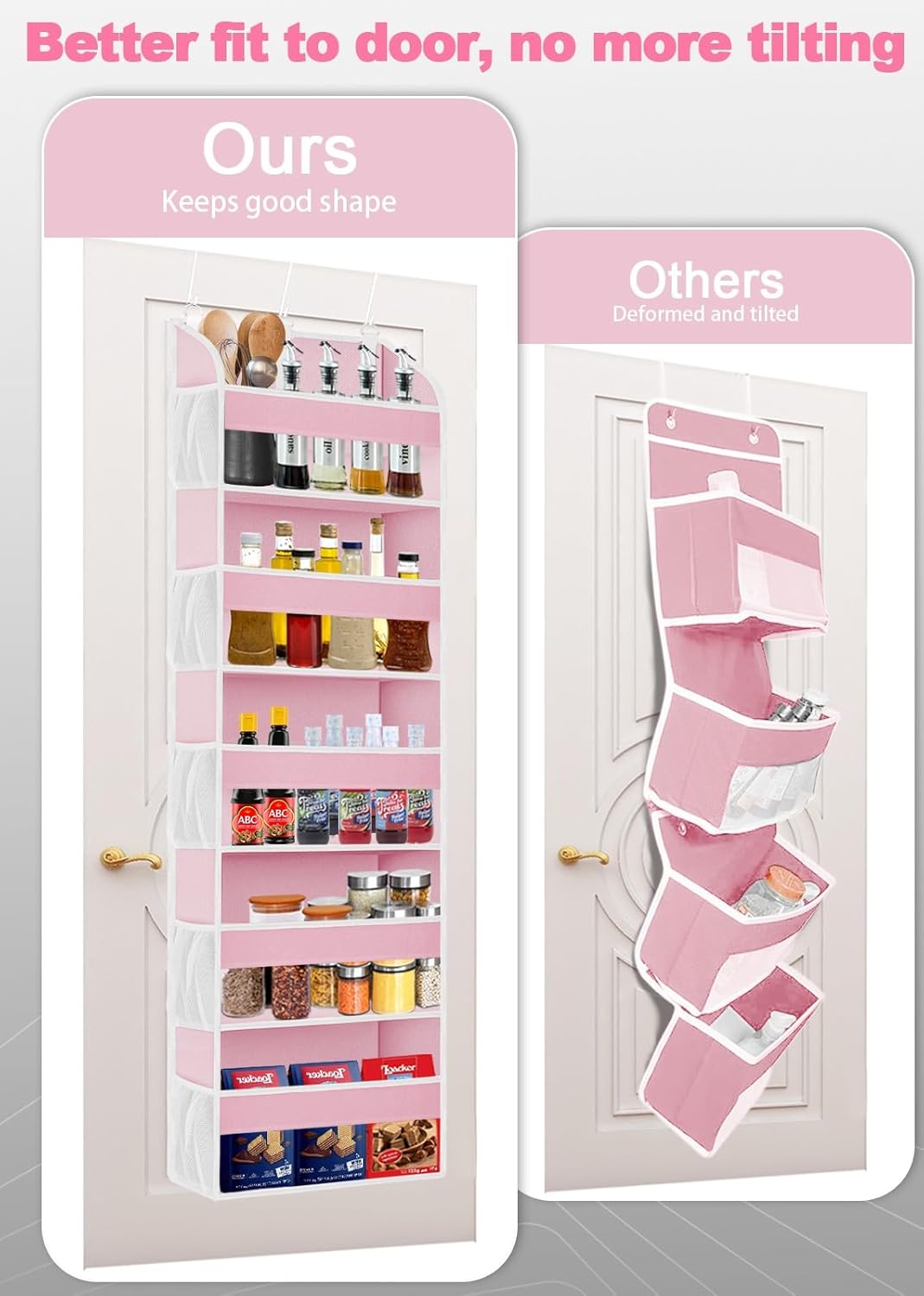 2 Pack Over The Door Storage Organizer with 5 Pockets 10 Mesh Pockets, 44 lbs Weight Capacity Door