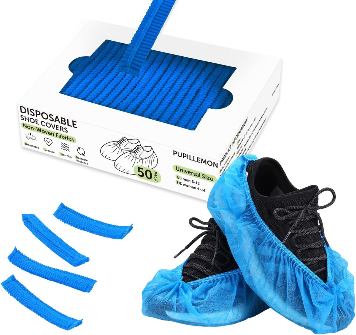 50Pcs(25 Pairs) Non-Woven Shoe Covers Disposable Non Slip for Indoors, Breathable | Durable | Boot