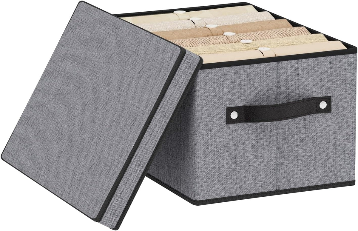 Fabric Storage Boxes, 7.1 x 9.1 x 13 Inch Baskets for Shelves with Lids, Wardrobe Organiser with