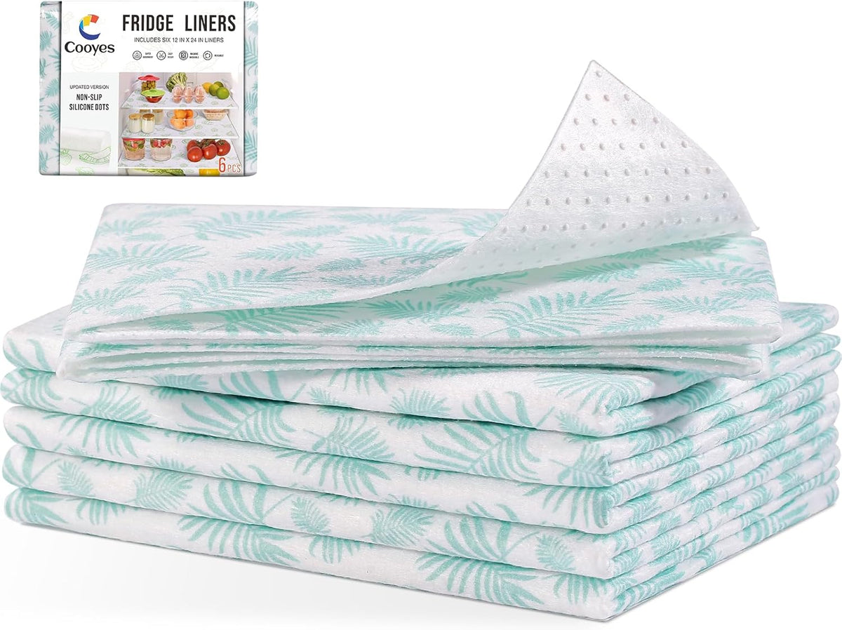 Cooyes Absorbent Refrigerator Liners, Non Slip Shelf Liner for Drawers & Kitchen Cabinets, Cloth