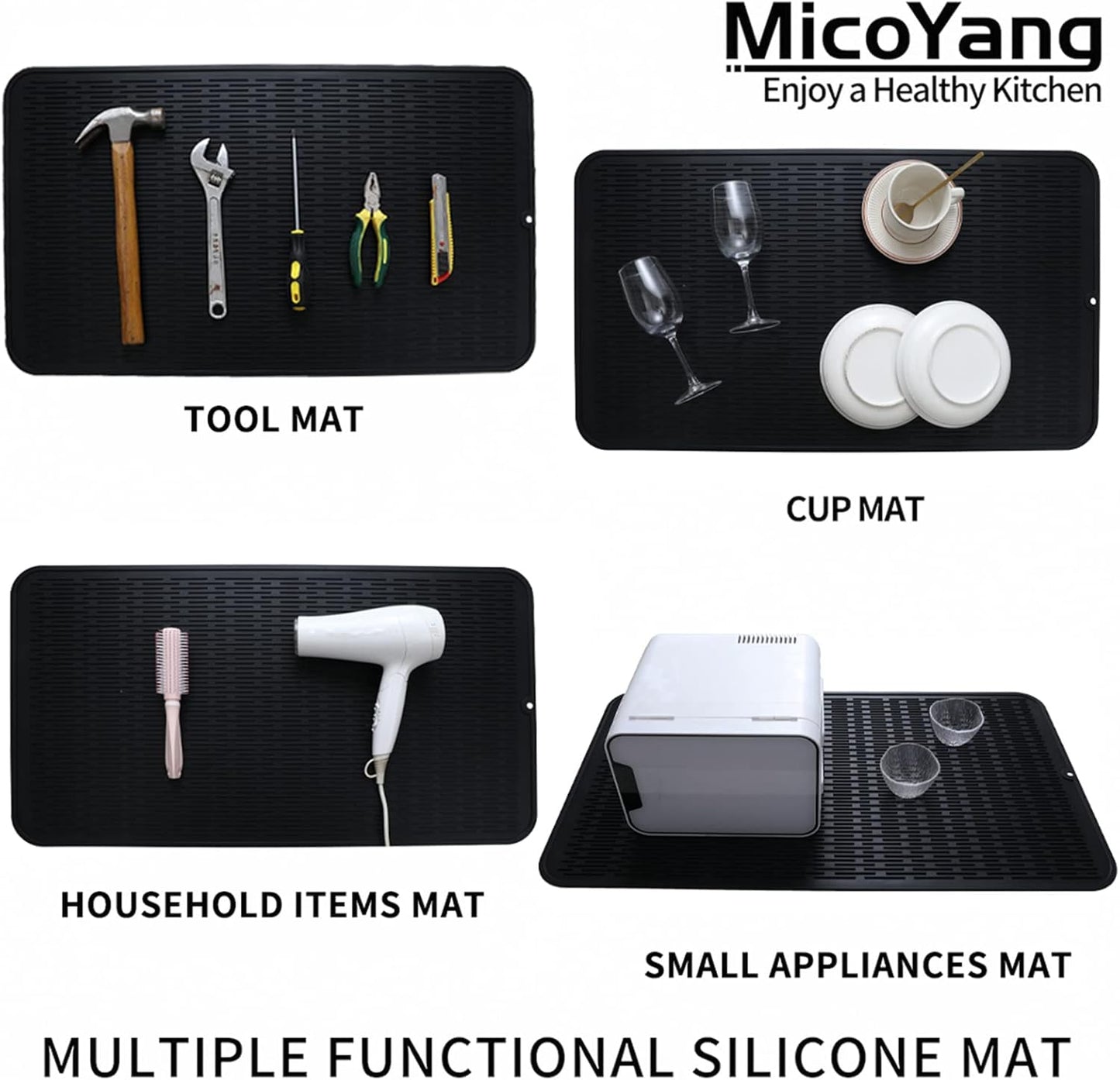 Silicone Dish Drying Mat for Multiple Usage,Easy clean,Eco-friendly,Heat-resistant Silicone Mat for
