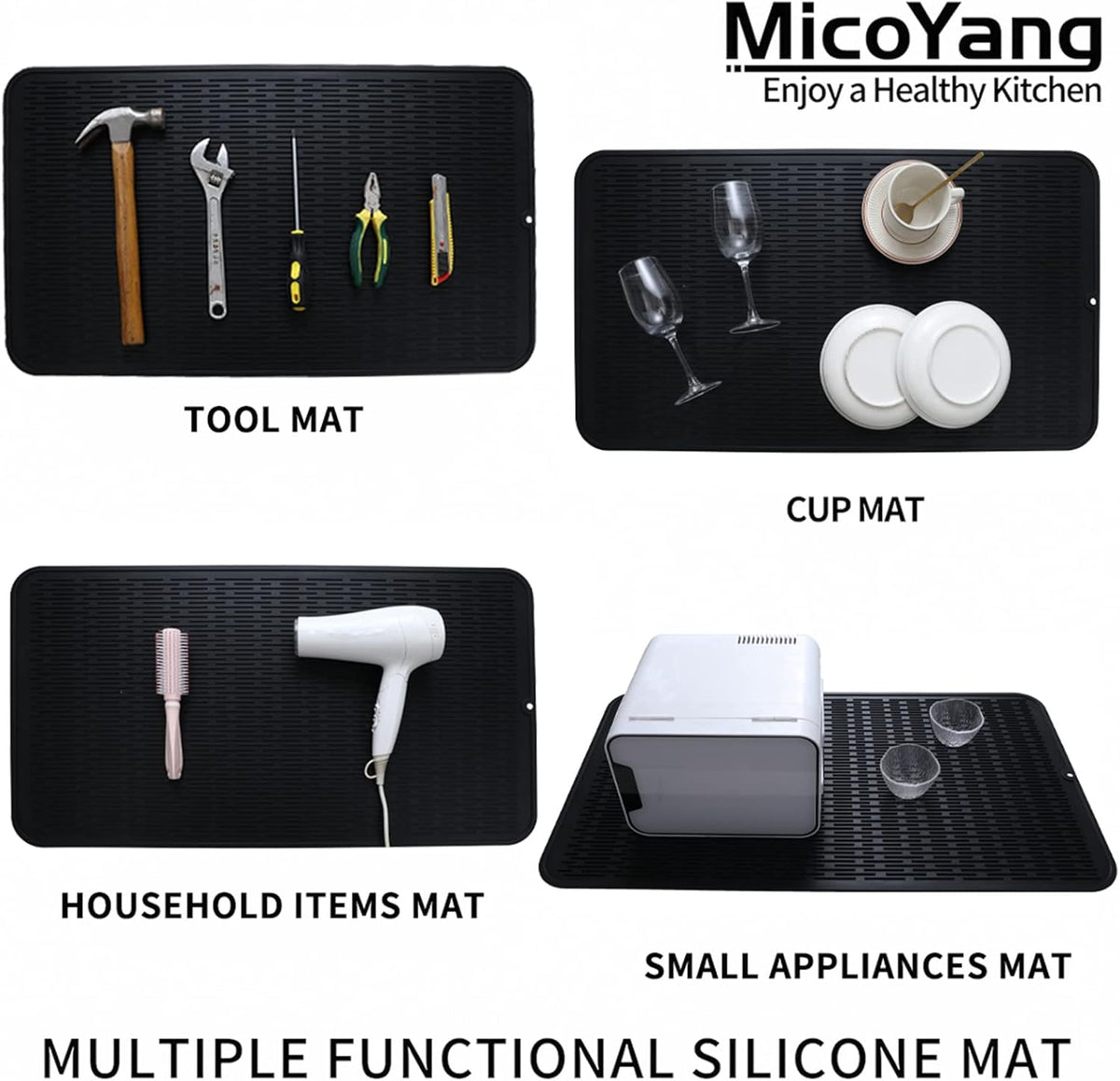 Silicone Dish Drying Mat for Multiple Usage,Easy clean,Eco-friendly,Heat-resistant Silicone Mat for
