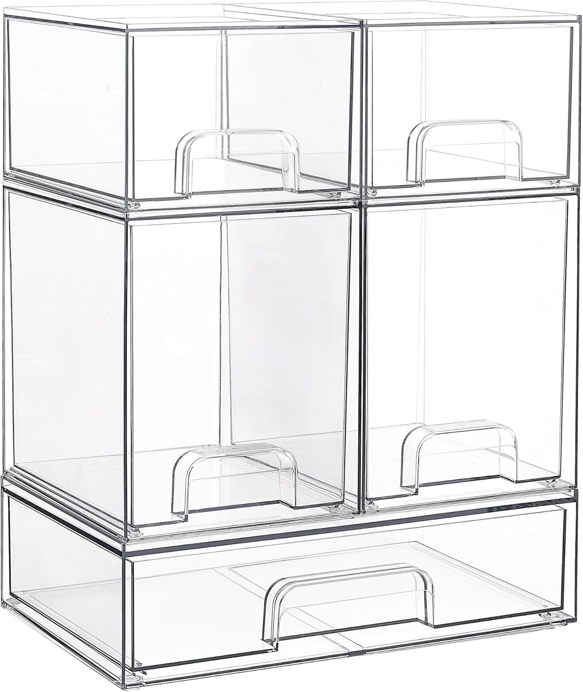 Vtopmart Stackable Storage Drawers Set of 5, Clear Plastic Organizer Bins for Beauty Supplies,Ideal