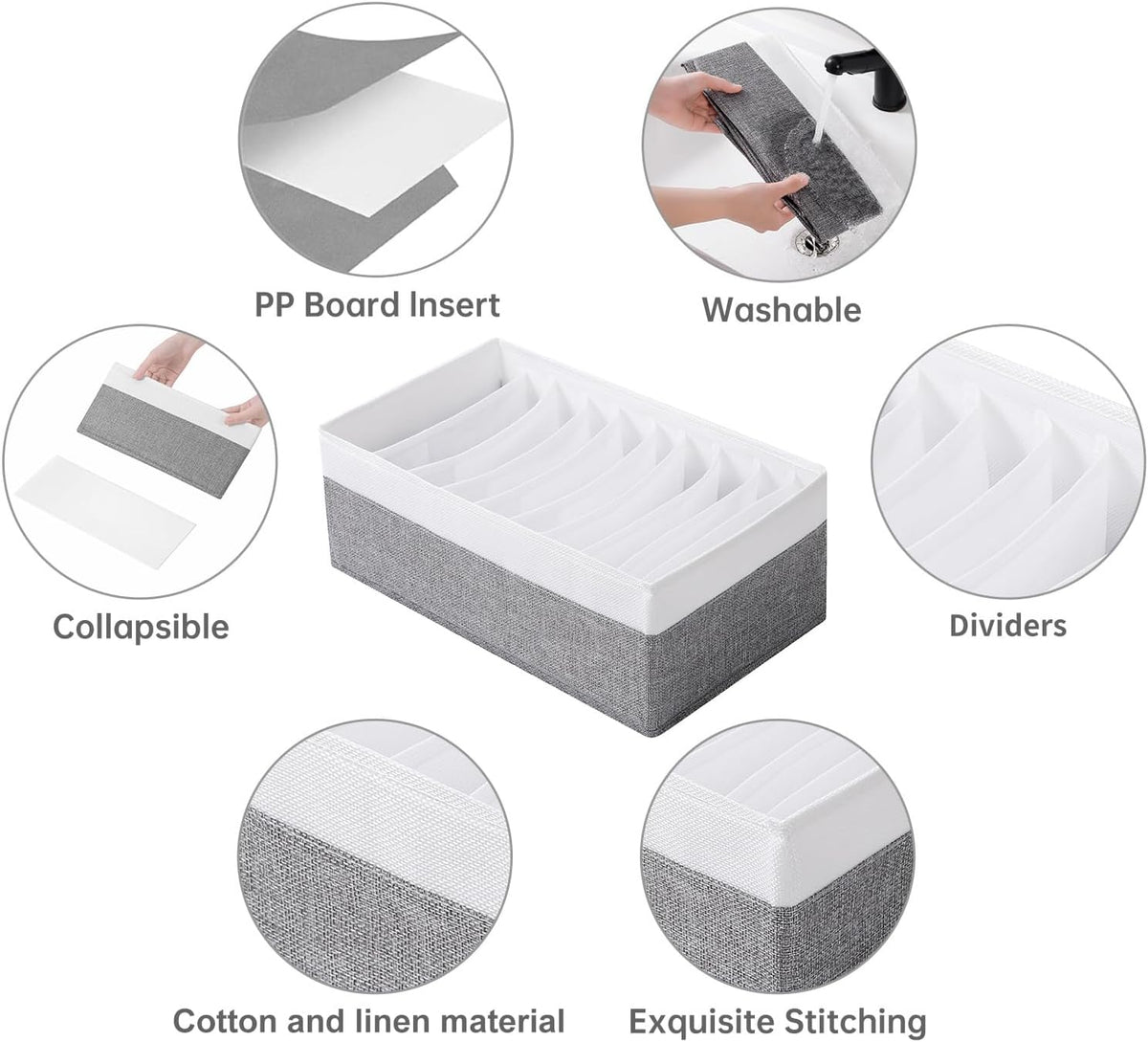 4 Packs T-shirt Drawer Organizers for Clothing,10 Grids Compartment Wardrobe Storage Box, Clothes