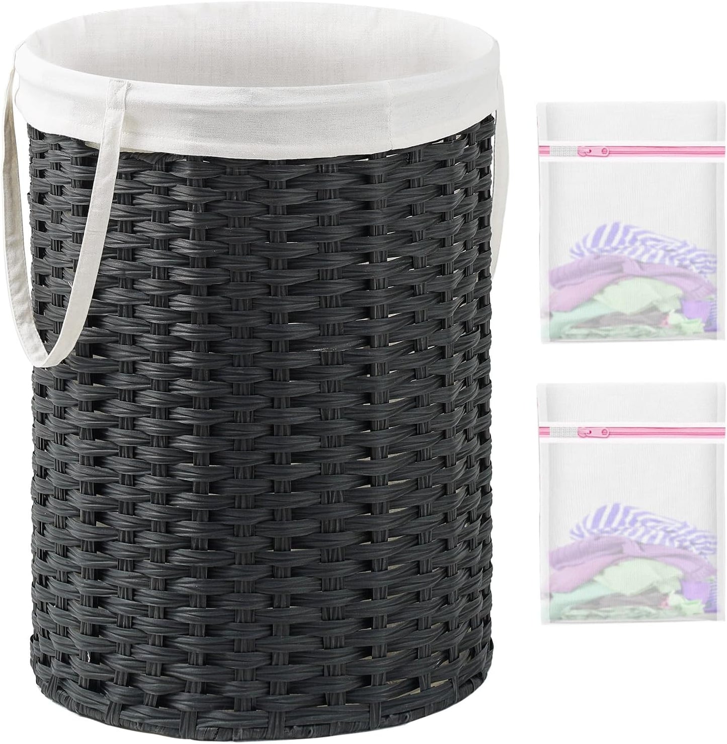 Laundry Basket Round Rattan Laundry Hamper 29.1 Gal (110 L) Handwoven Large Wicker Basket with