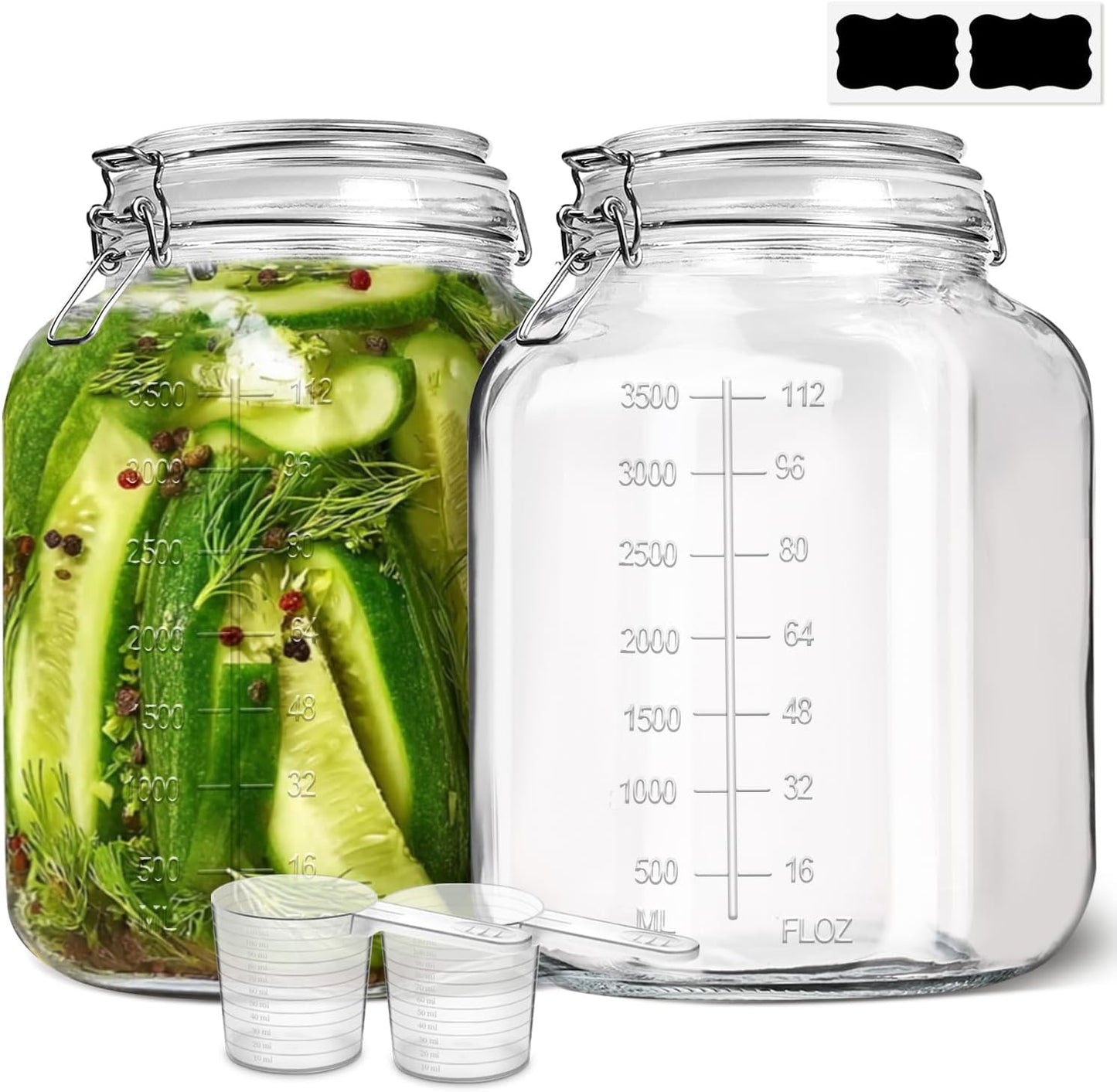 ComSaf Large Glass Storage Containers with Lids, 1.1 Gallon Glass Jar with airtight Lid for Rice