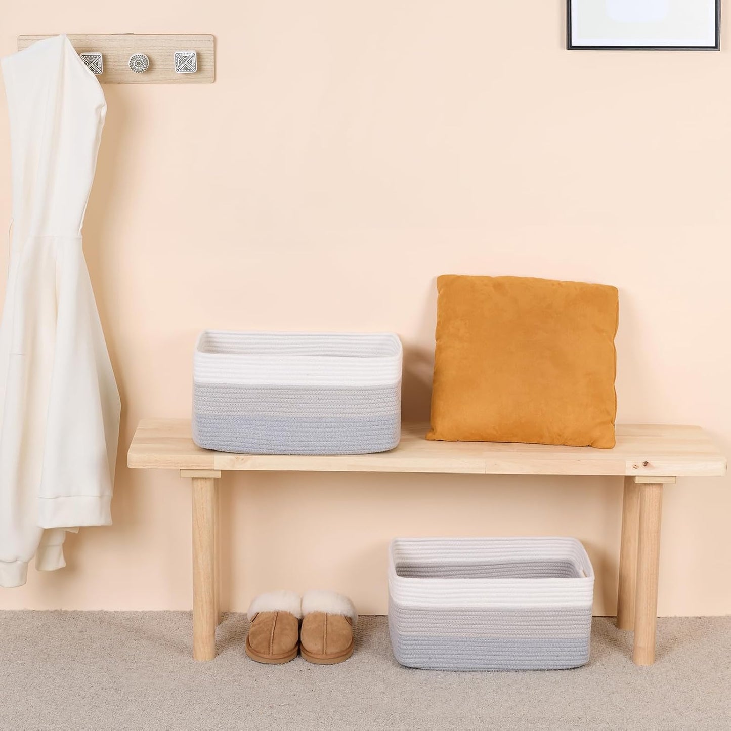 Large Storage Baskets for Shelves, Closet Organizers Bins for Clothes Blanket Towels, Baby Nursery