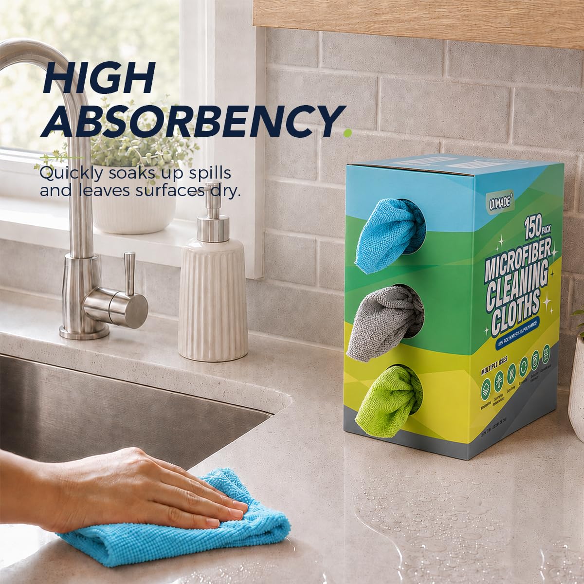UNIMADE Microfiber Cleaning Cloth, 150 Pack Microfiber Towels for Cars
