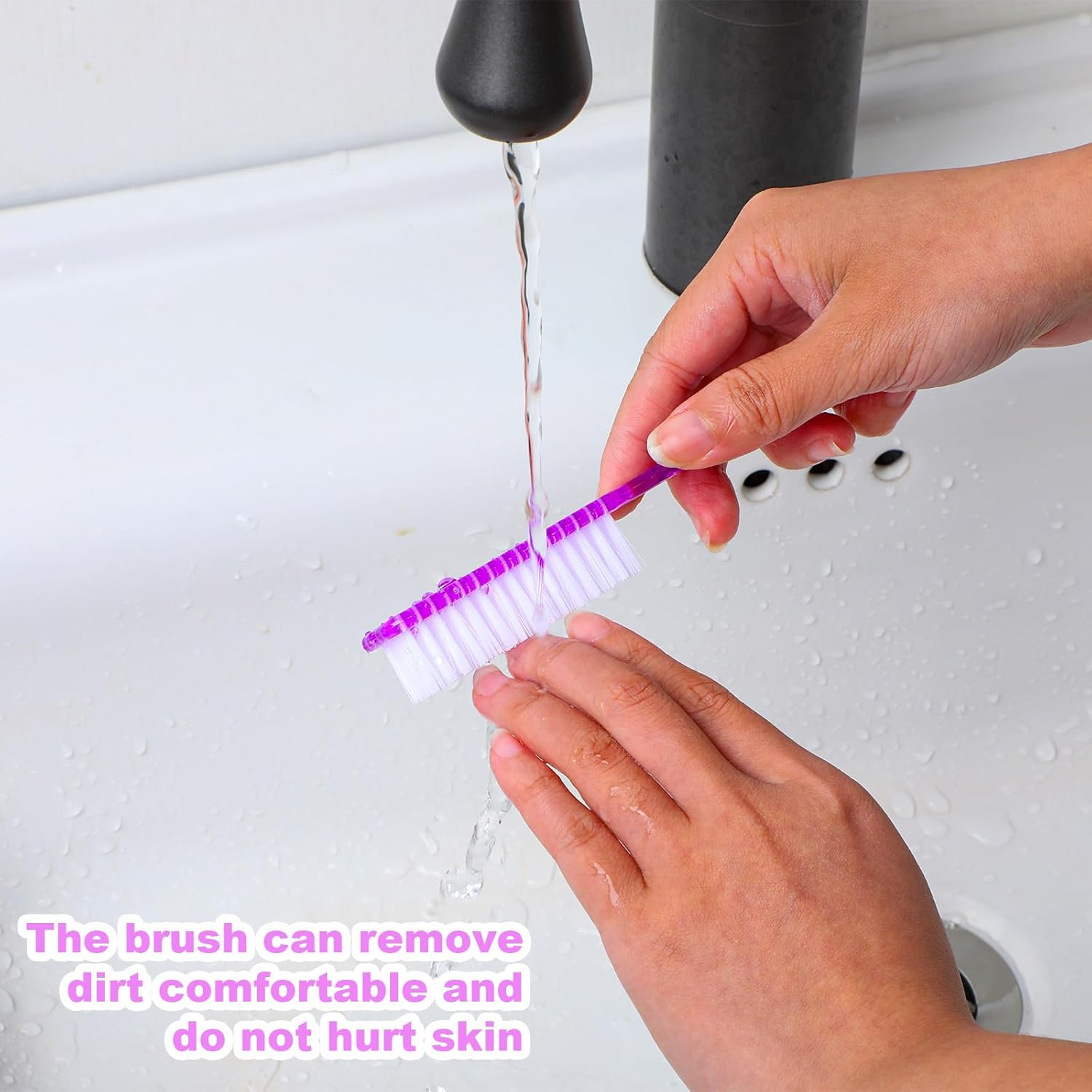 50 Pcs Handle Grip Nail Scrubber Brushes, Manicure Pedicure Cleaning Brushes for Fingernails and