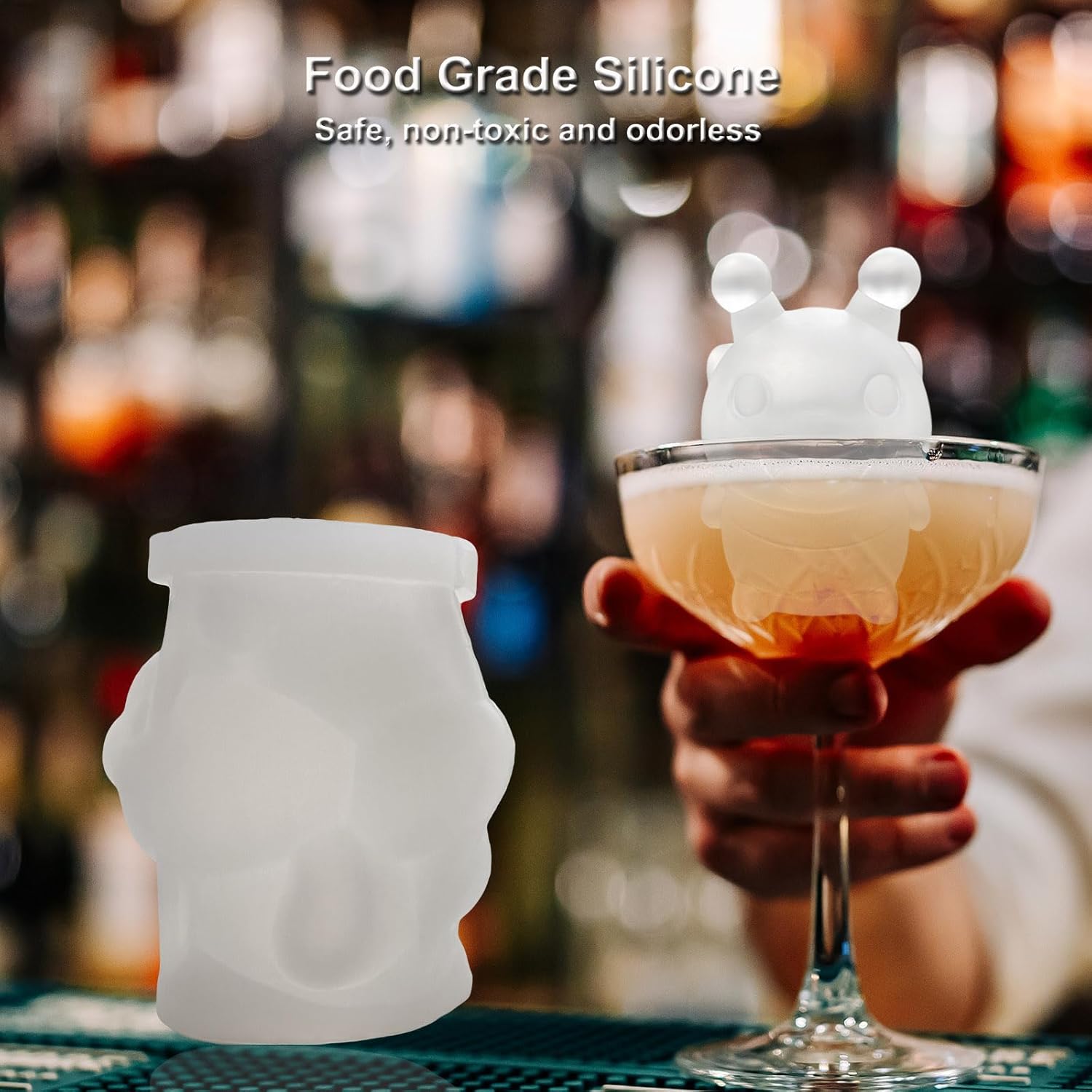 3D Bee Ice Cube Silicone Molds Tray for Whiskey, Cocktail, Drink Decor, Bar; Rich Details. Cute