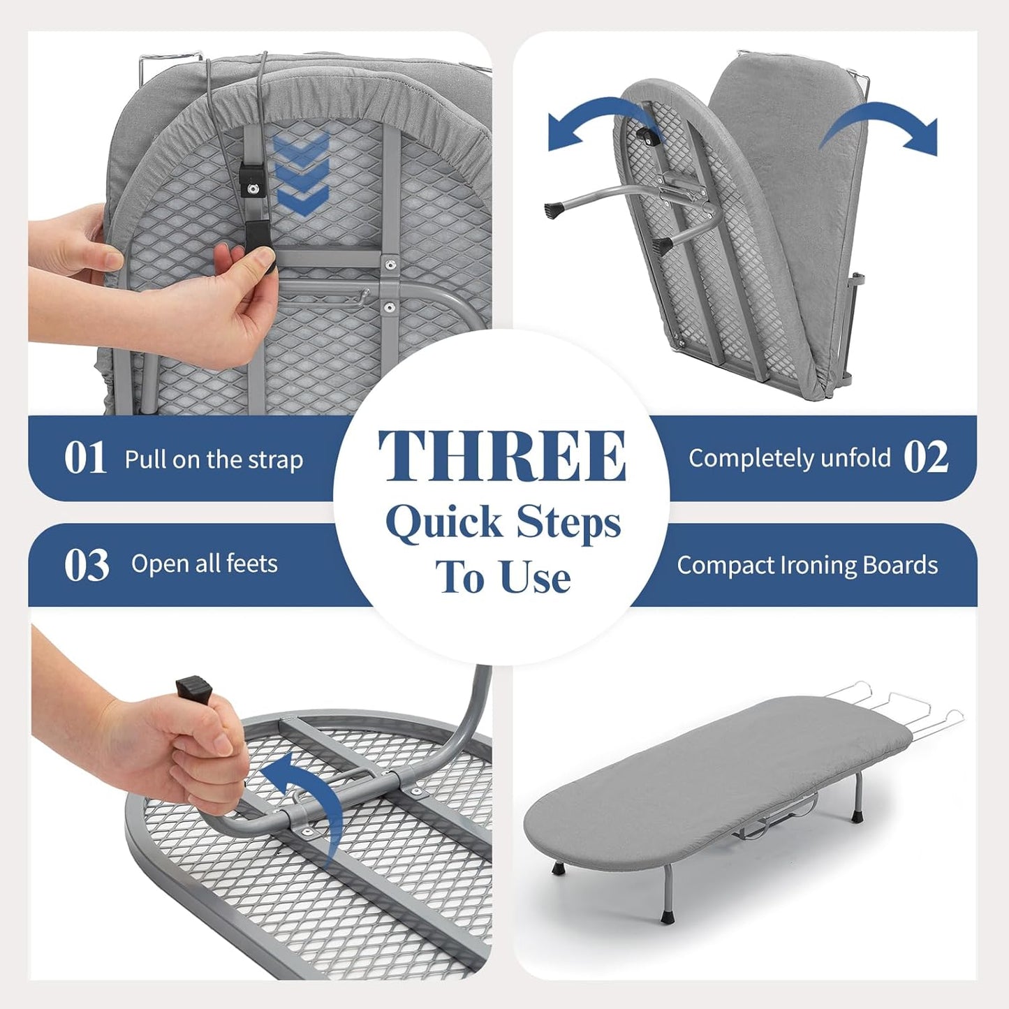 Small Ironing Board with Iron Holder, RAINHOL Countertop Mini Ironing Board Tabletop with Non-Slip
