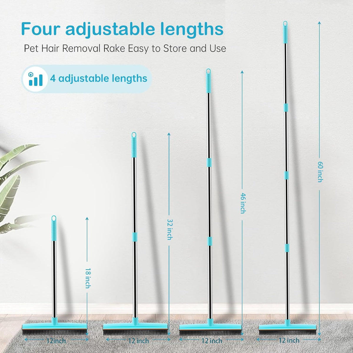 Carpet Rake - 60" Long Handle Pet Hair Removal with Metal Fabric Edge Design,Carpet Broom,Carpet