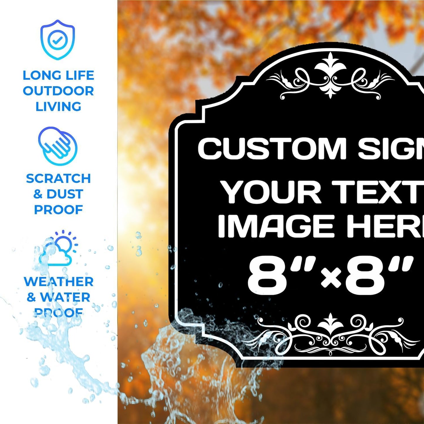 Personalized Aluminum Metal Signs - Weatherproof, Custom Text & Picture, Multiple Sizes, Hazard