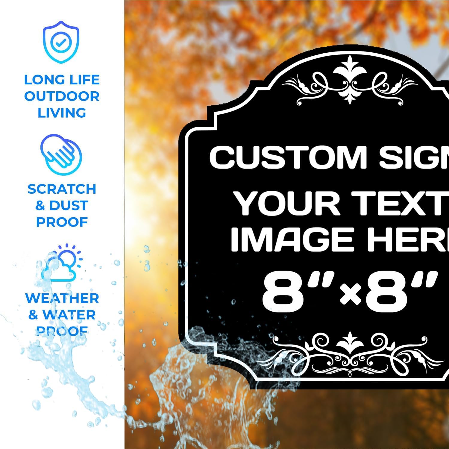 Personalized Aluminum Metal Signs - Weatherproof, Custom Text & Picture, Multiple Sizes, Hazard