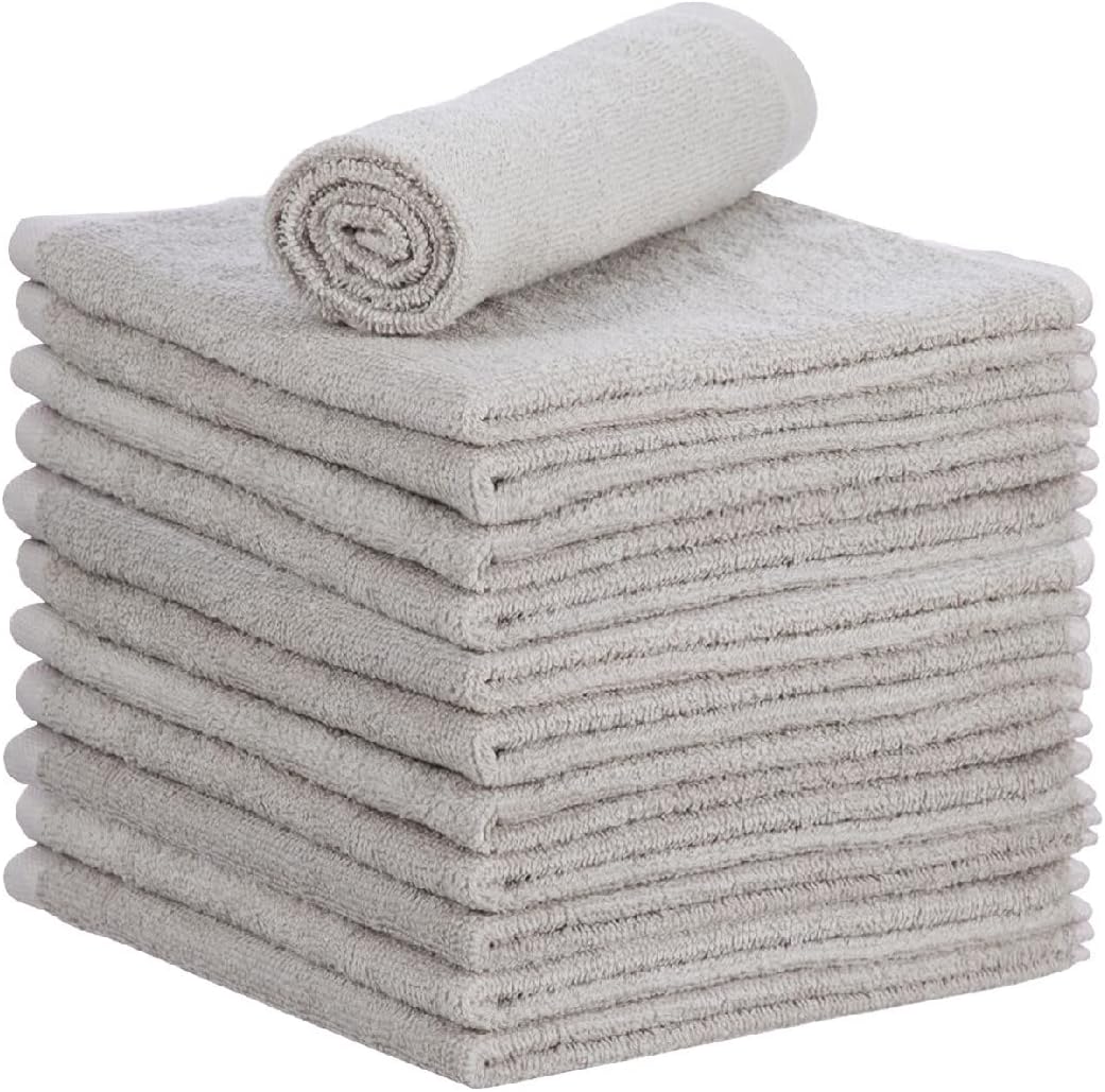 Superio Cotton Terry Washcloths Grey Towels 100% Cotton Cleaning Cloth 16" Rags Wash Clothes for