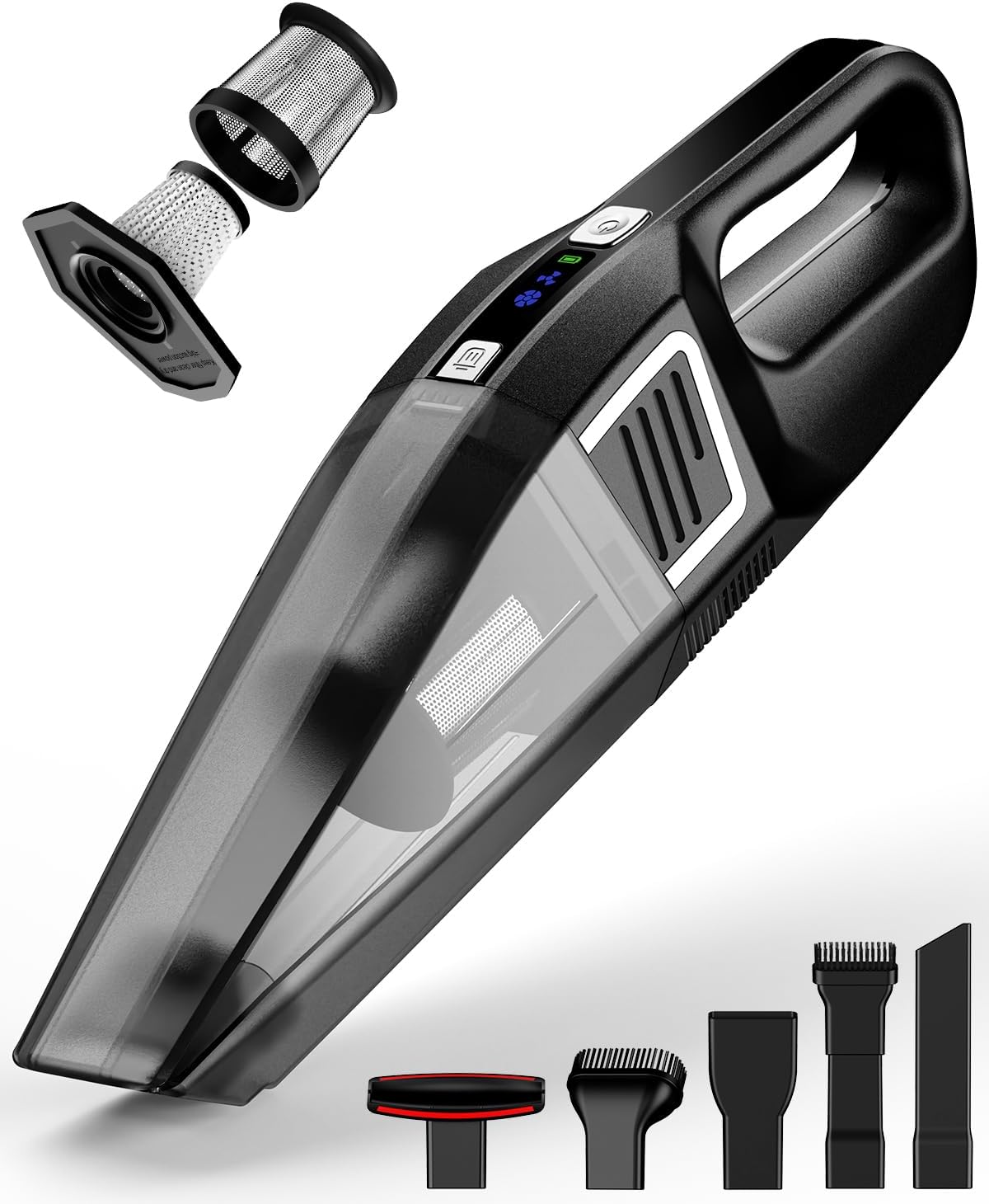 Handheld Vacuum Cordless, 9000PA Strong Suction, 2 Suction Modes, Fast Type-C Charging
