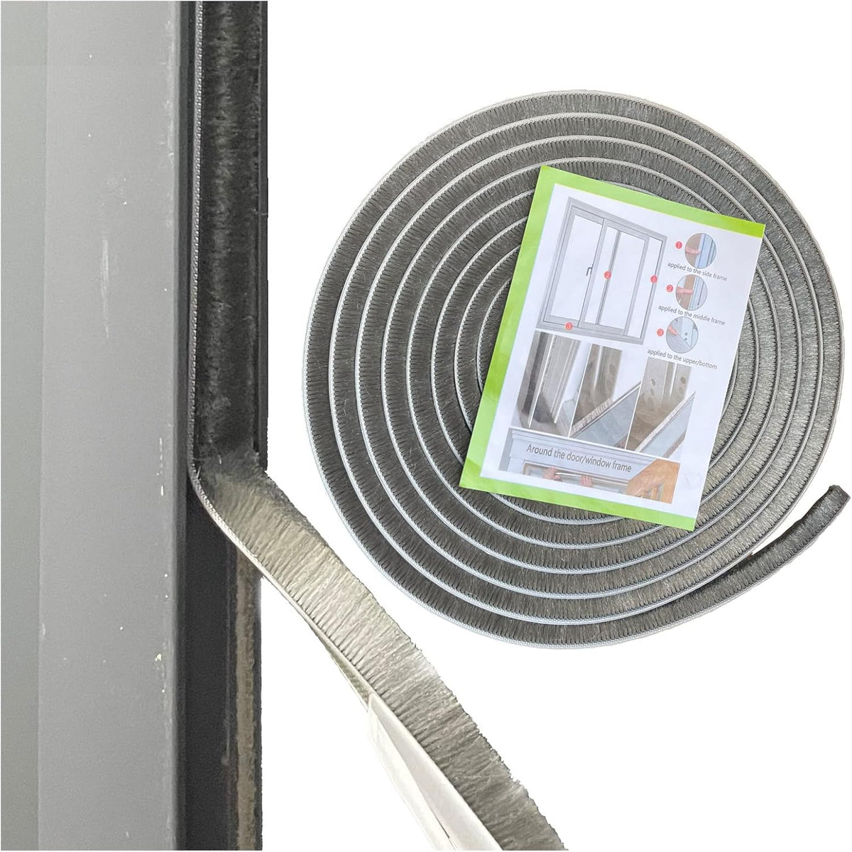 Self-Adhesive Pile Weather Stripping Seal for Sliding Windows and Door Frames, 16.5ft x 11/32 inch