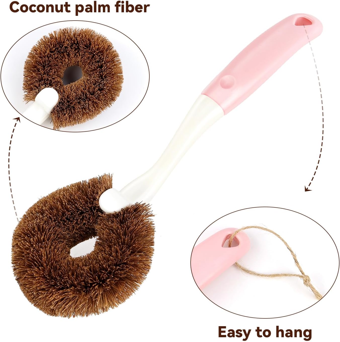 2 Pack Kitchen Scrub Brushes for Cleaning Dish Brush with Handle for Pans, Pots, Kitchen Sink