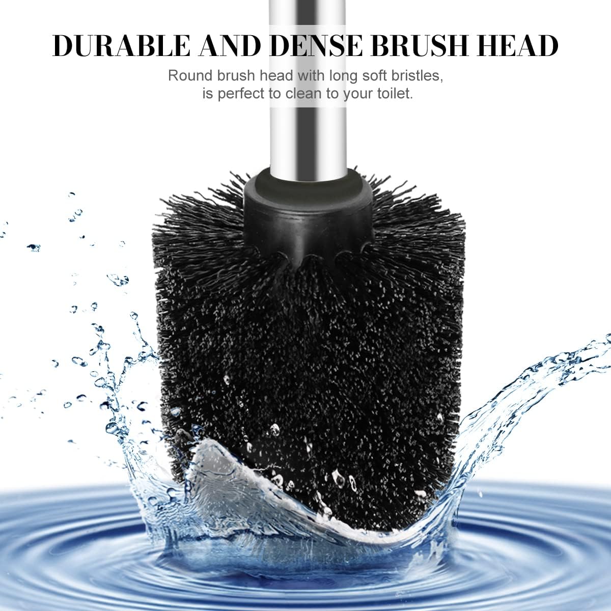 Toilet Brush and Holder, 2 Pack Toilet Brush with 304 Stainless Steel Long Handle, Toilet Bowl