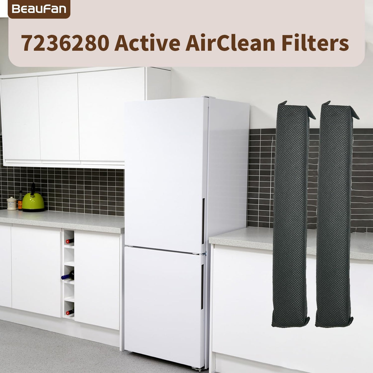 4 Pack Active Airclean Filter 7236280 Replacement for Miele Refrigerator, Odor Eliminator
