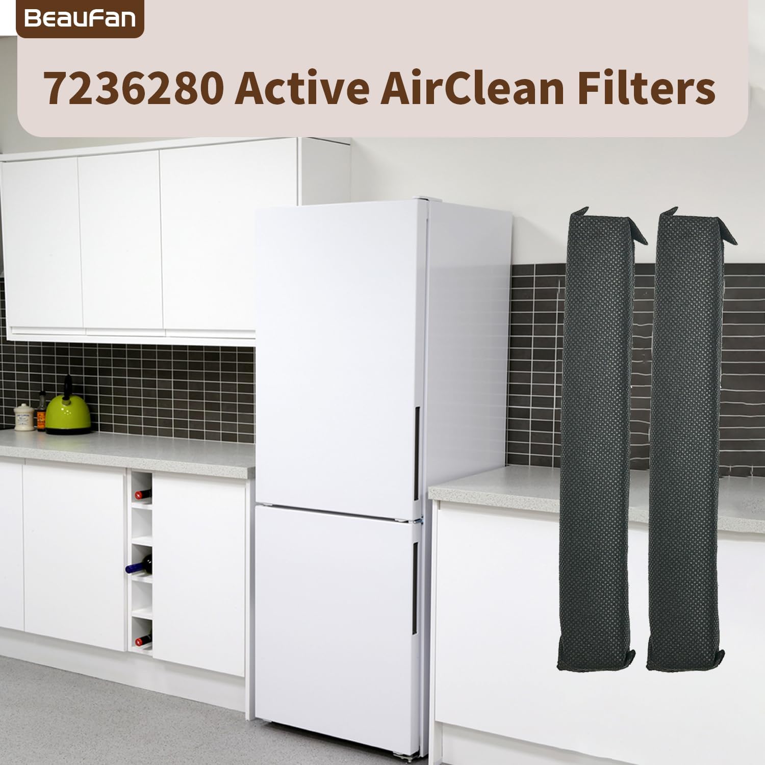 4 Pack Active Airclean Filter 7236280 Replacement for Miele Refrigerator, Odor Eliminator