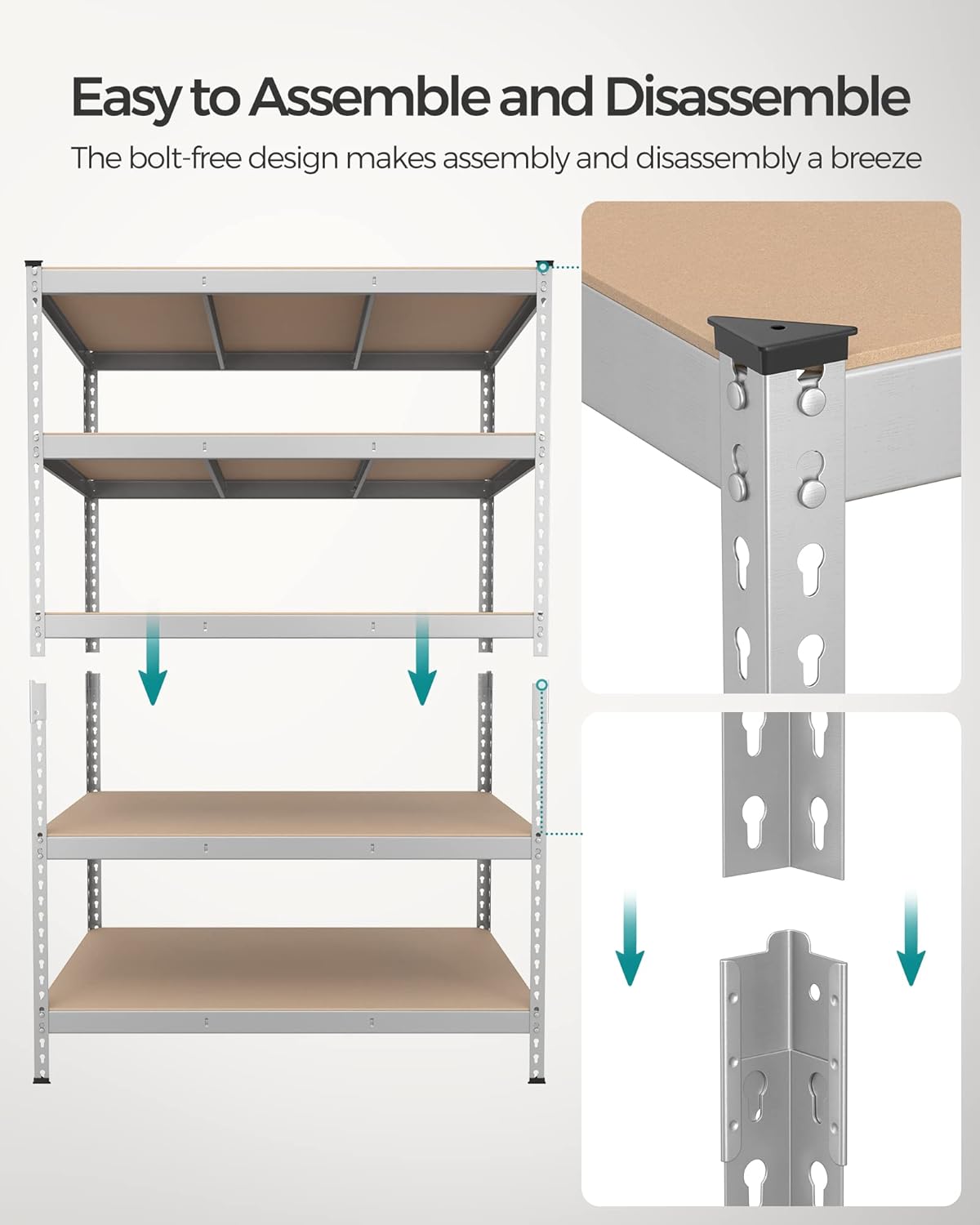 SONGMICS 5-Tier Storage Shelves, Load 2310 lb, Set of 2 Garage Storage, Boltless Assembly