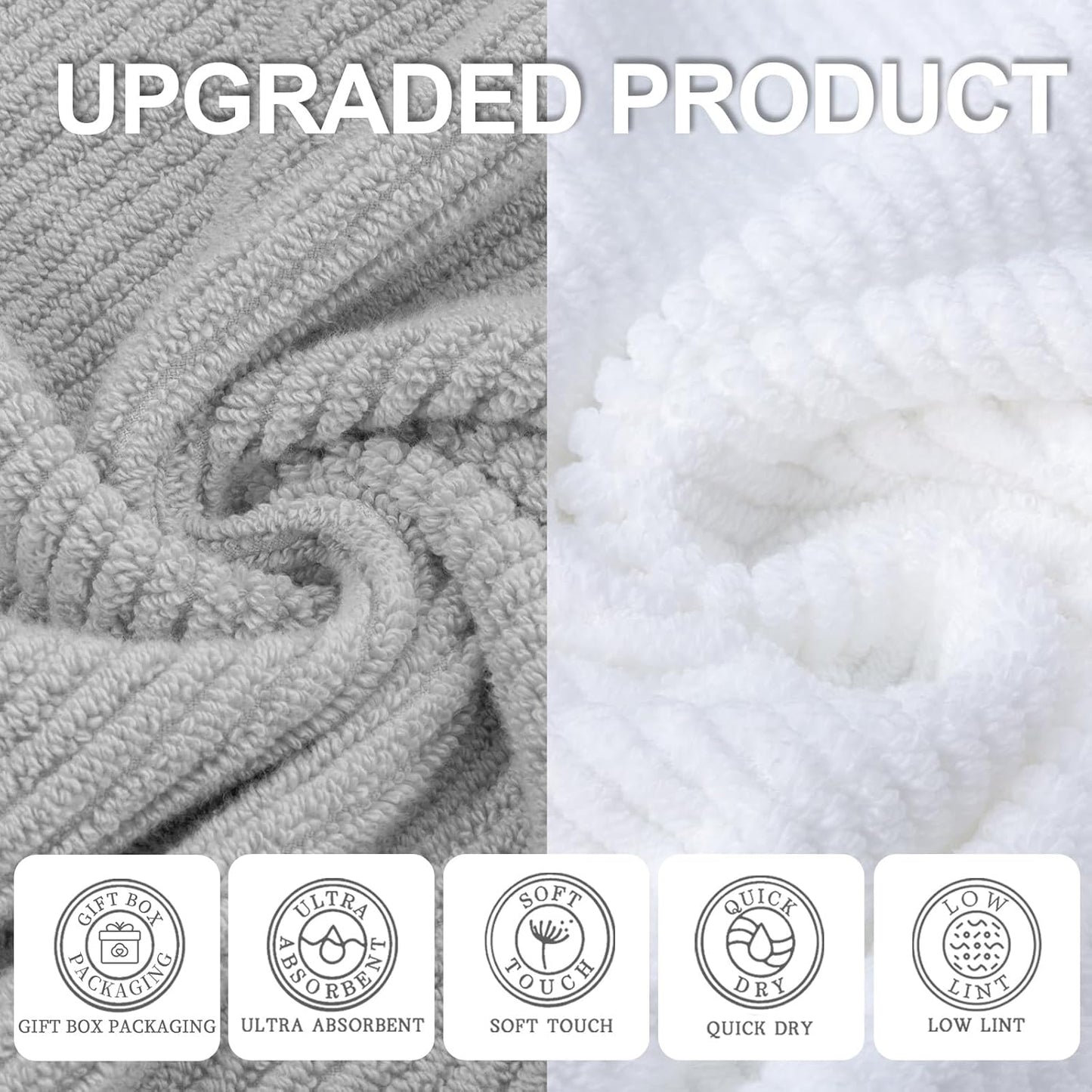VOOVA & MOVAS Bathroom Towel Set - 100% Cotton | Soft | Quick Dry, Towel Set of 6, 2 Large Bath