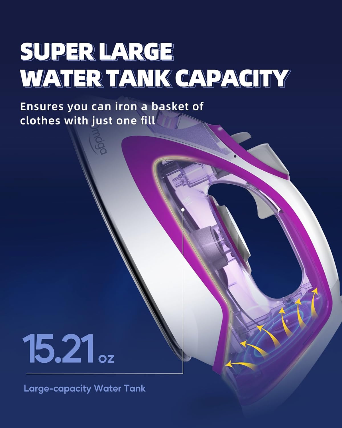 Steam Iron for Clothes, 1750W Iron with Rapid Heating, Non-Stick Ceramic Soleplate, Powerful Steam