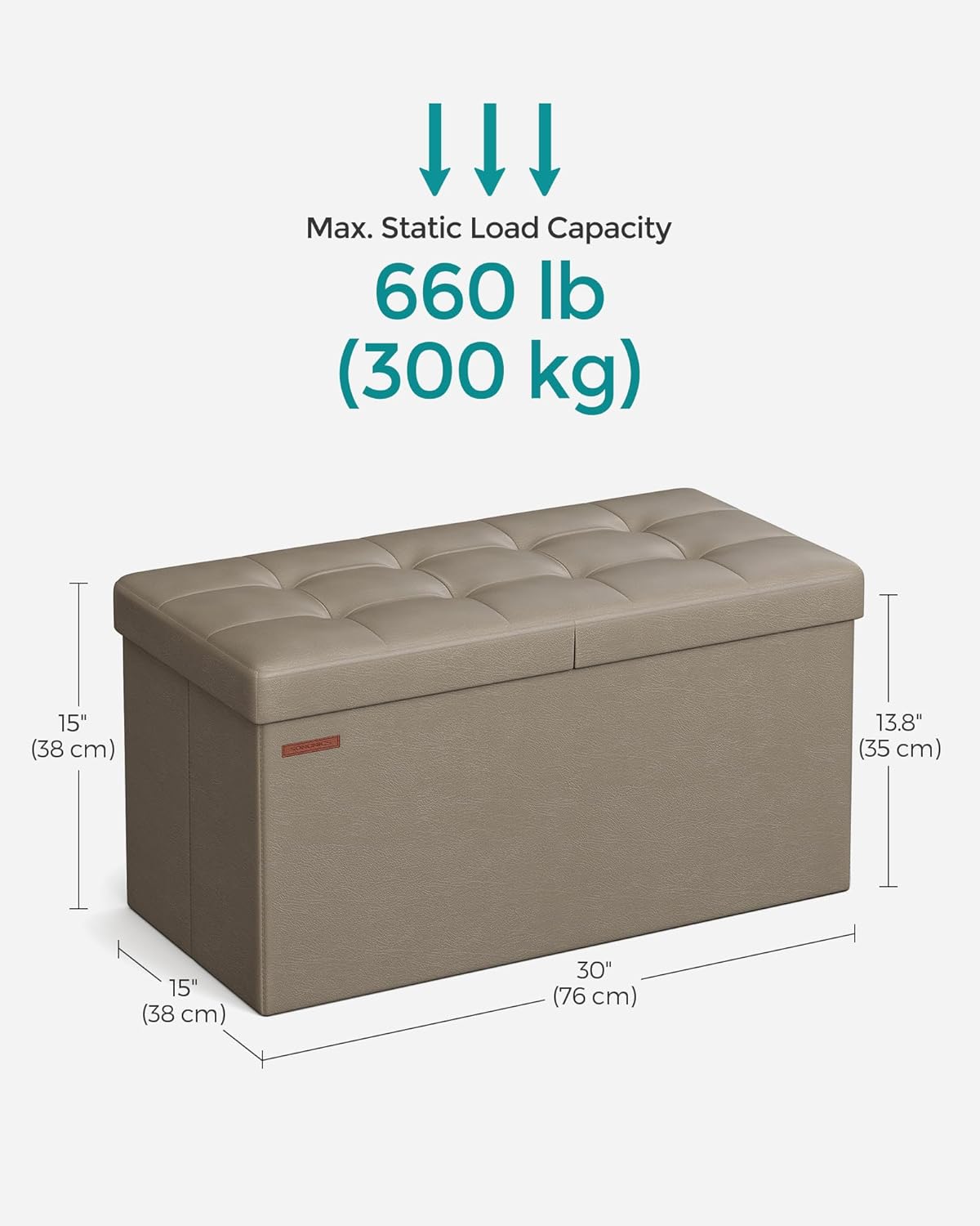 SONGMICS MAZIE Collection - 30 Inches Storage Ottoman Bench with Flipping Lid, Storage Chest